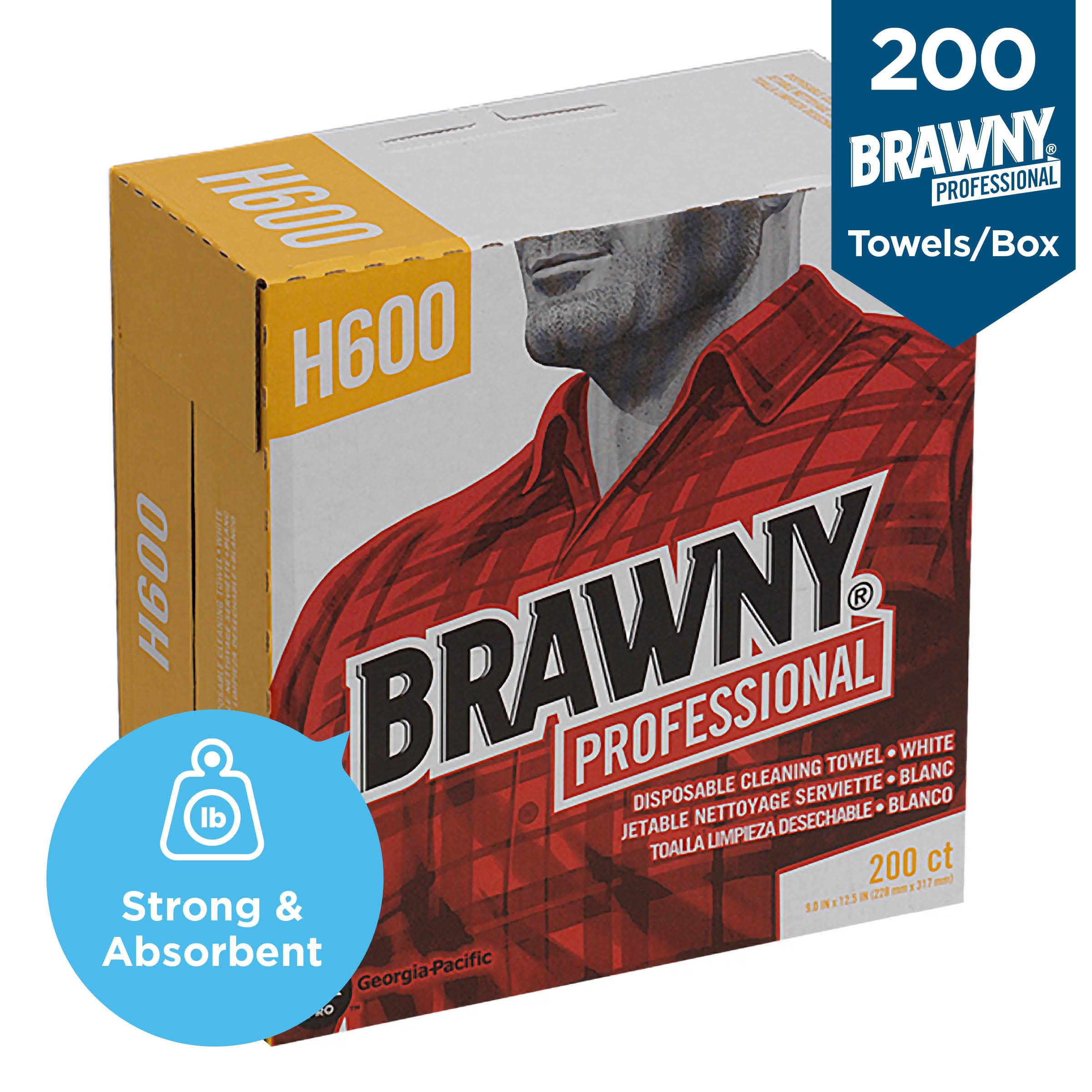 Georgia-Pacific 29316 GP PRO Brawny Professional H600 Disposable Cleaning Towels - White, 10