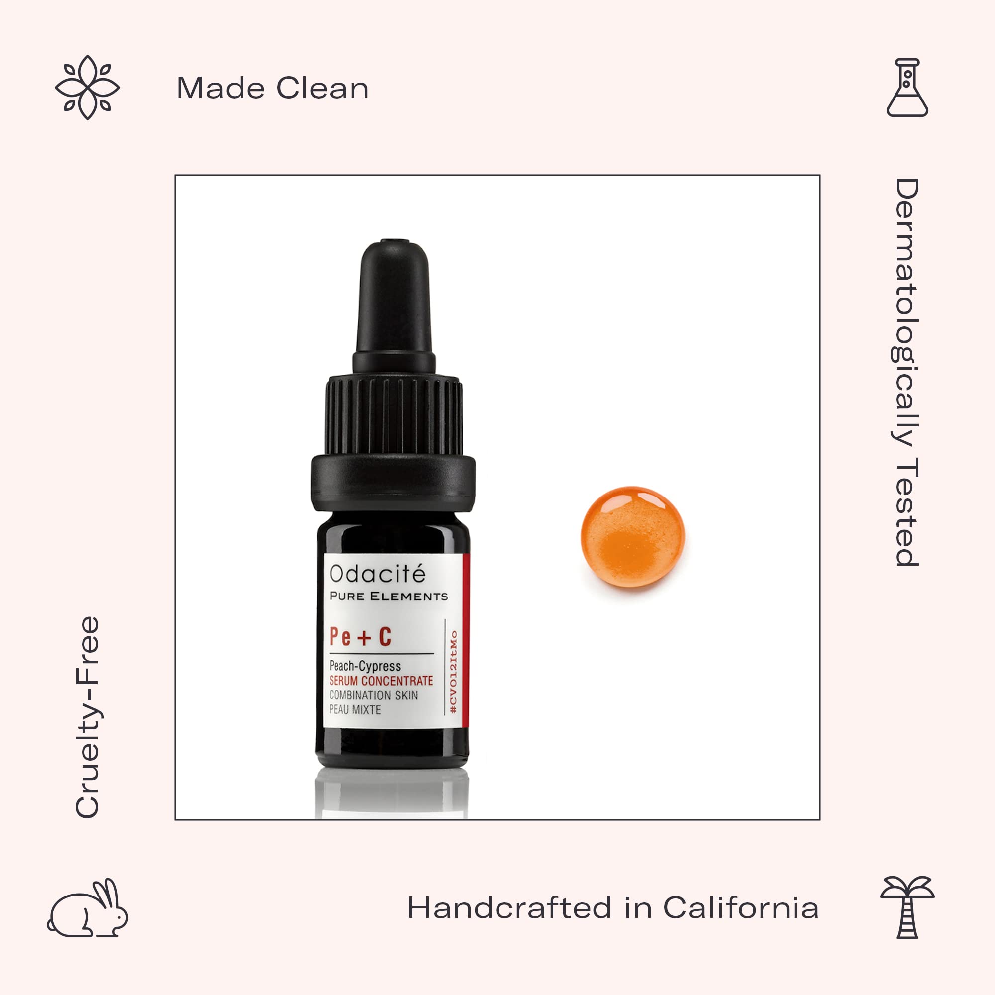Odacité Acne Serum Concentrate for Face - Pore Cleanser Facial Oil with Peach & Cypress for Combination Skin | Purifying Anti-Aging Serum for Balanced Complexion | 0.17 fl oz | Perfect for Daily Skincare Routine & Breakout Control