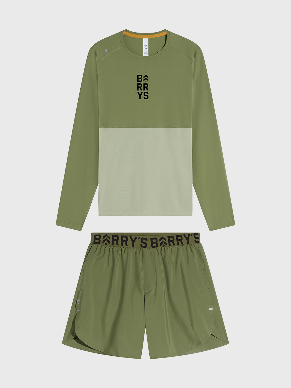Rhone Olivine Long Sleeve Shirt & 5-Pack Shorts Set - Perfect for Gym, Running & Casual Wear