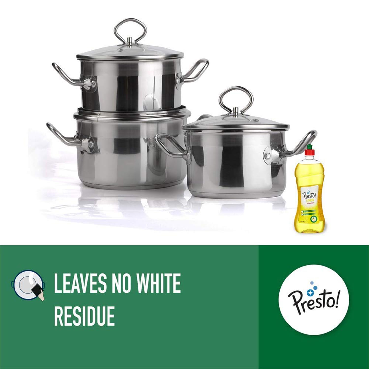 **Presto! Lemon Dishwashing Gel - 1.5 Litre (750ml x 2 Packs) | No Residue | Powerful Grease Cleaner for Pots, Pans & Utensils | Ideal for Kitchen, Camping & RV Use**