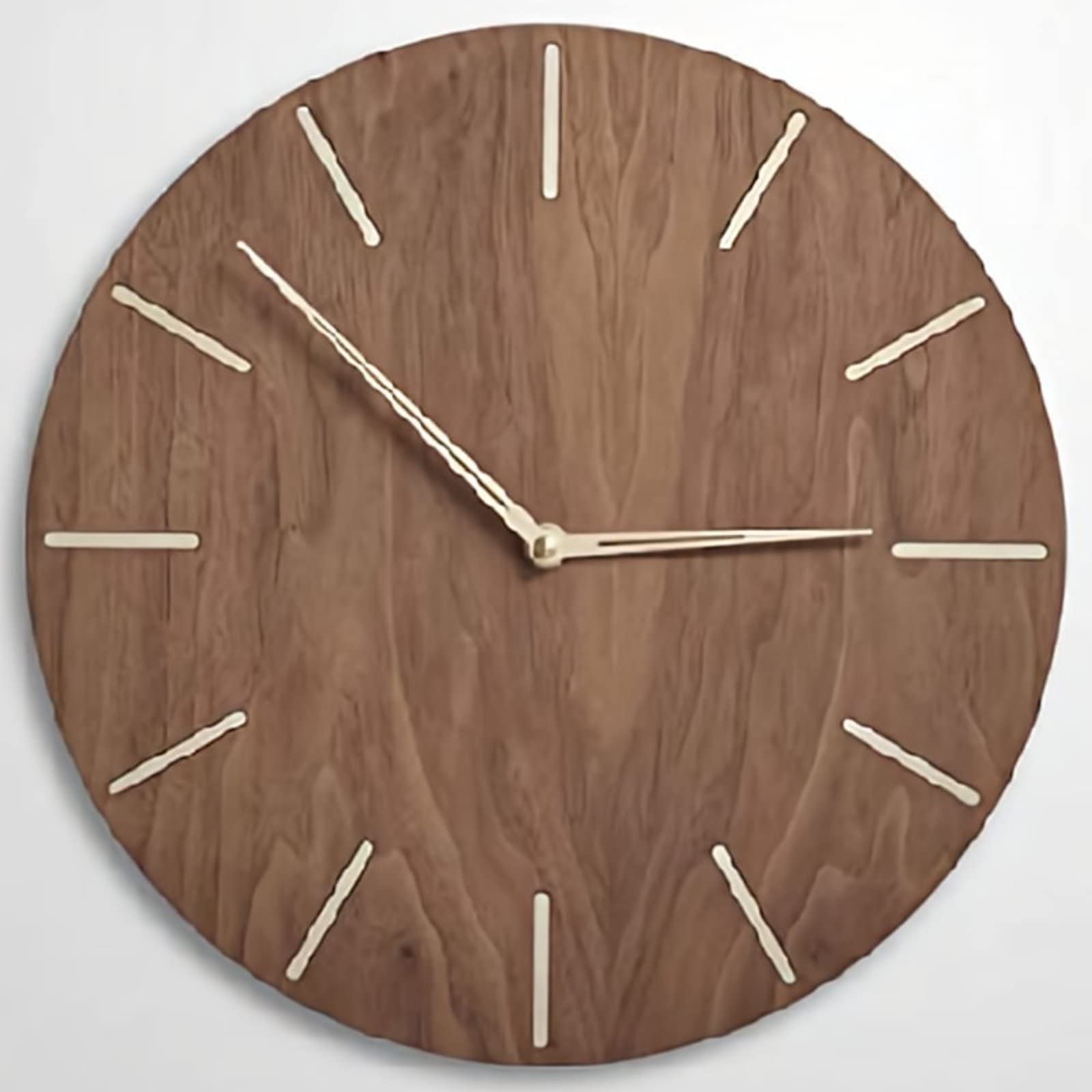 Vintage Mid Century Modern Wooden Wall Clock - 10 Inch Round Silent Battery Operated Large Decorative Clock - Perfect for Living Room, Bedroom & Office Wall Decor