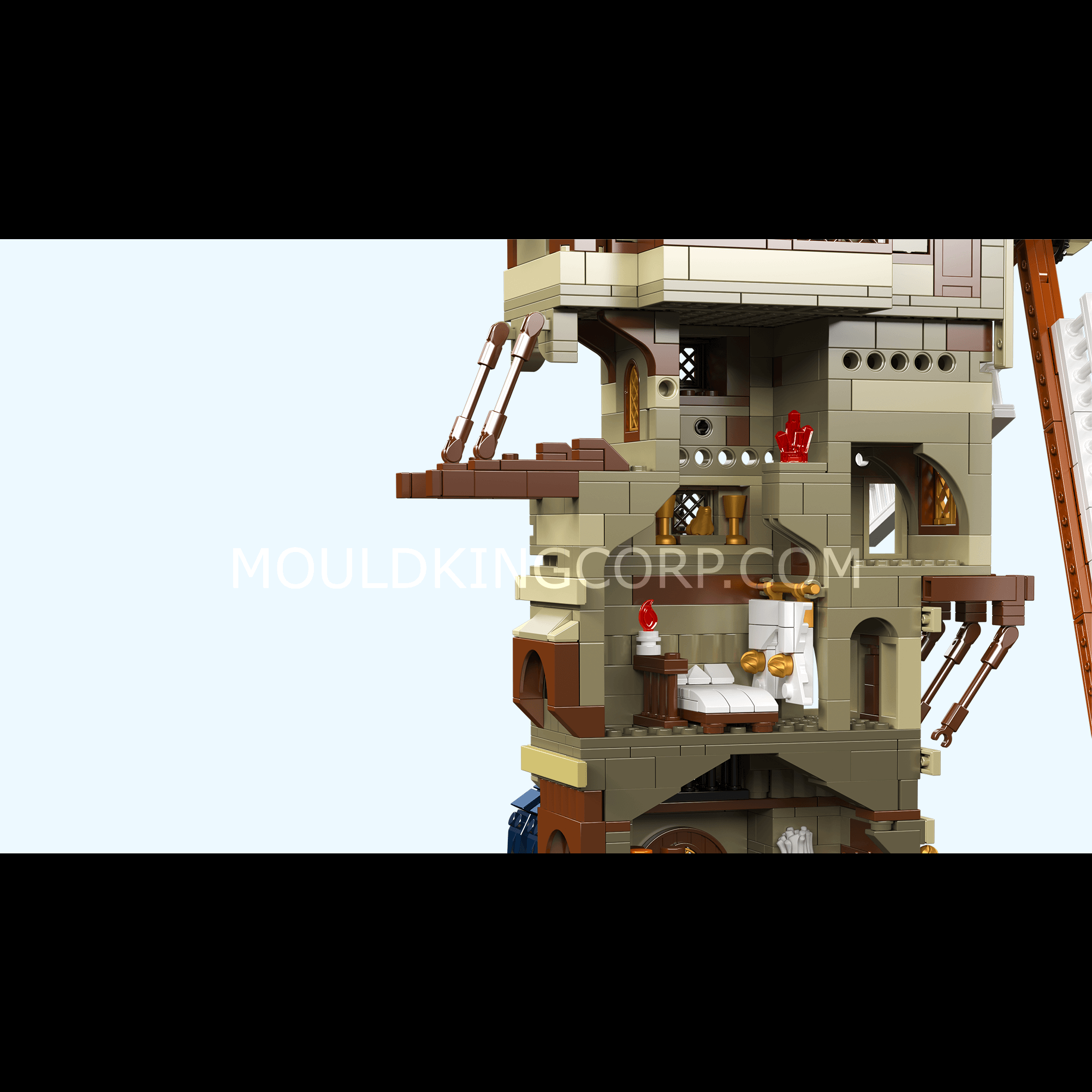Mould King 10060 Medieval Europe Windmill Building Set - 1,584 Piece Castle Model Kit for Adults & Teens | Perfect for Home Decoration, Gift Giving & Medieval History Enthusiasts