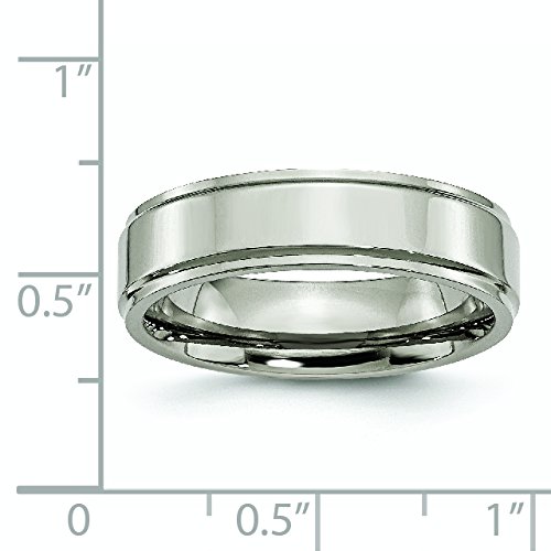 Men's Titanium Wedding Band Ring - 6mm Polished with Ridged Edge Design - Durable & Comfortable for Everyday Wear, Anniversary Gifts & Special Occasions