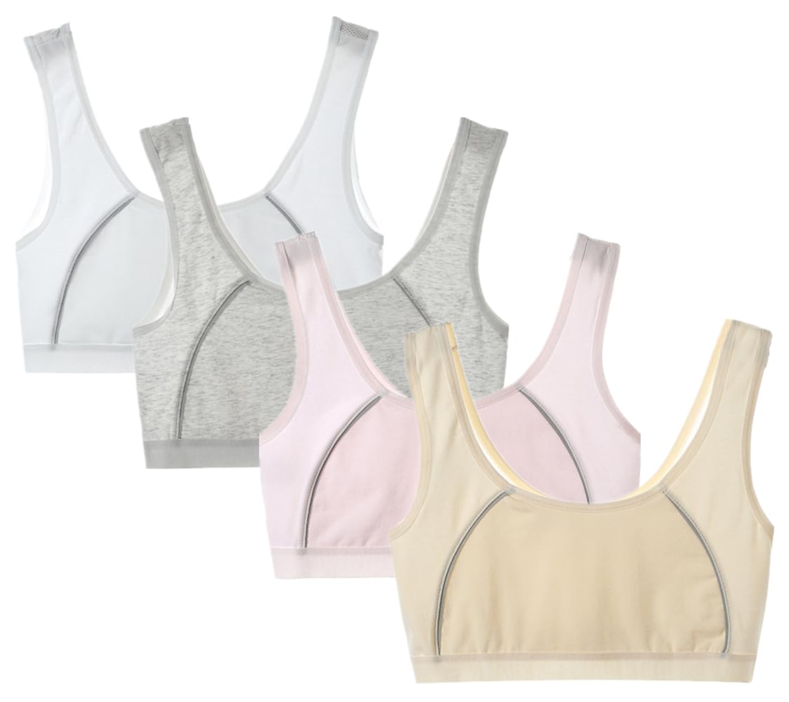 Seamless Training Bras for Girls - Soft Cami Bralettes & Sports Striped Vest for Teens | Comfortable First Bras for School, Gym & Everyday Wear