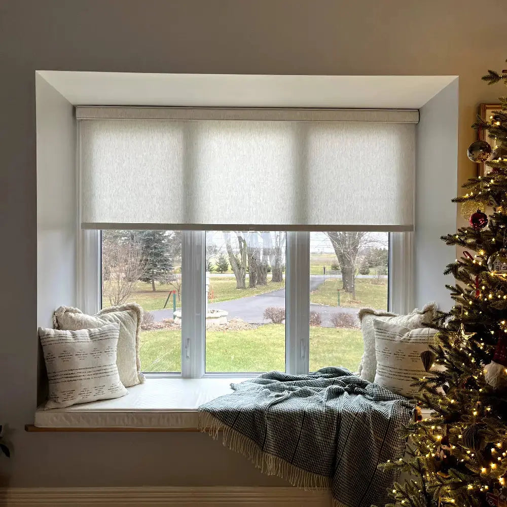Alvin Linen Blend Cordless Roller Shades - Light Filtering Window Coverings for Home & Office - Perfect for Bedrooms, Living Rooms and Workspaces