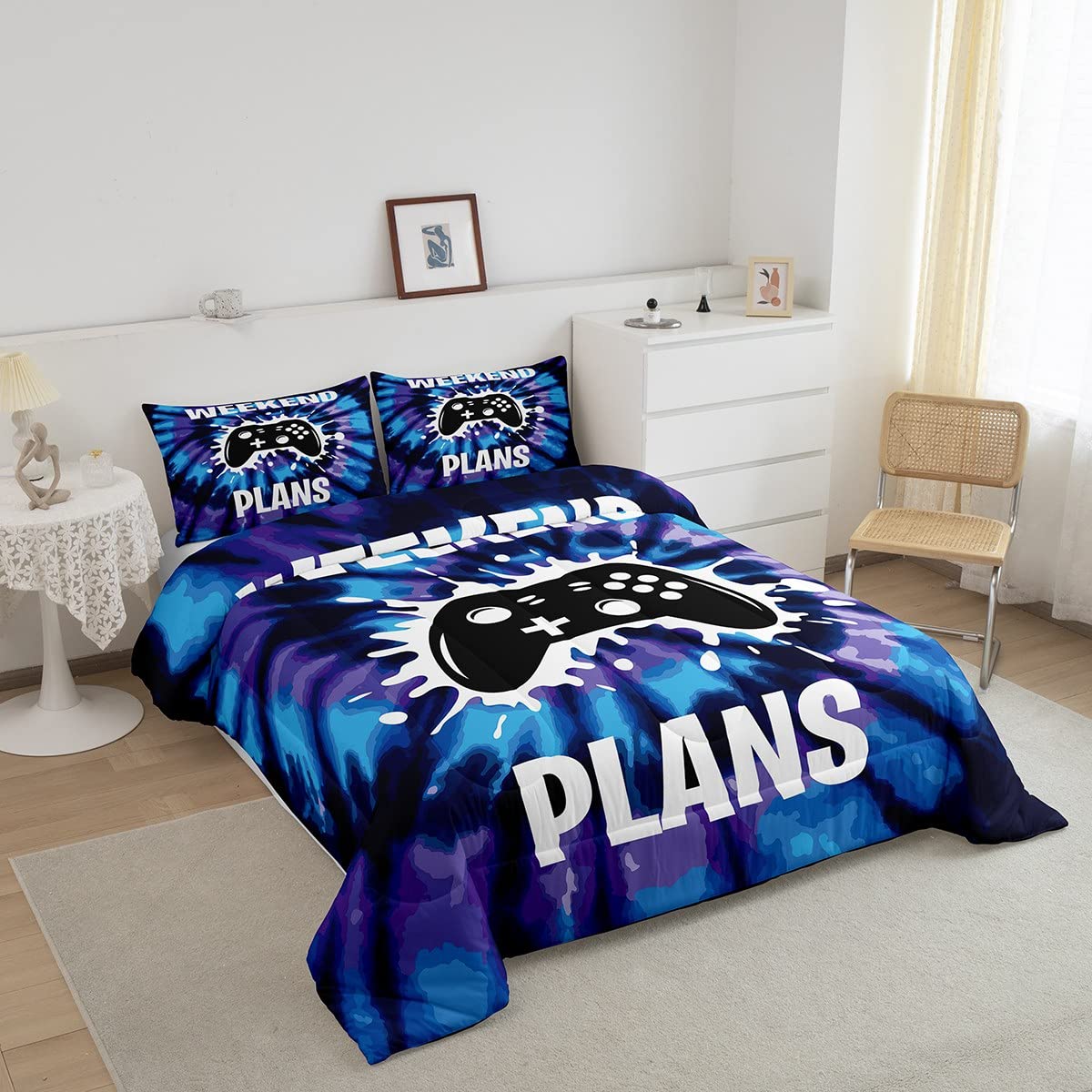 Erosebridal Full Boys Gaming Bedding Set - Blue Comforter Set for Toddler & Kids Bedroom Decor | Perfect for Gamer Themed Rooms & Sleepovers