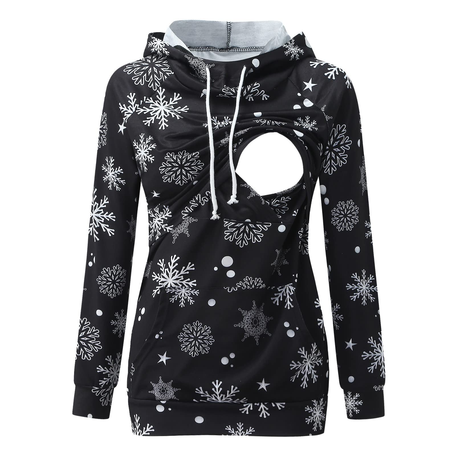 Women's Nursing Hoodie - Long Sleeve Breastfeeding Sweatshirt with Pocket - Comfortable Maternity Top for Nursing Moms - Perfect for Casual Wear, Outings & Mother-Baby Bonding Time