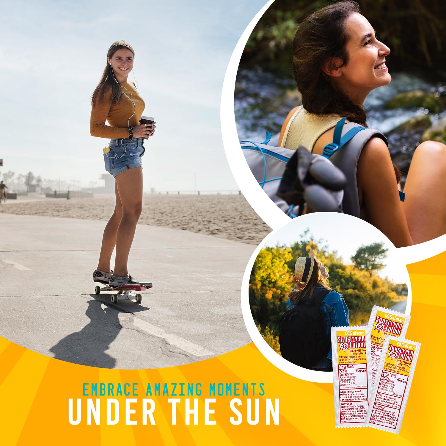 SPF 30 Sunscreen Lotion Packets - 1000 Travel Size PABA-Free Sun Protection for Outdoor Activities, Beach & Sports | Includes Reclosable Storage Bag