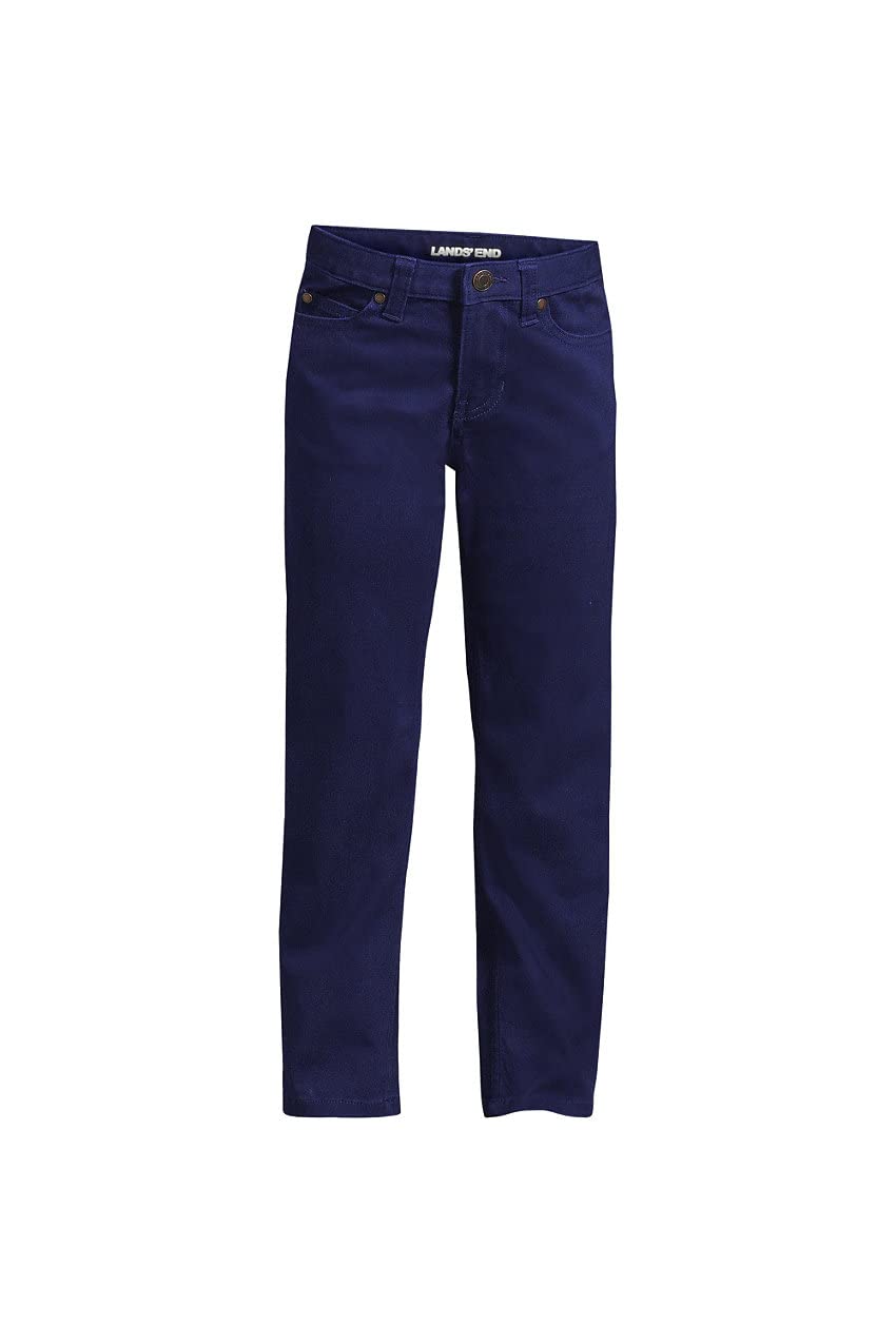Lands' End Boys' Stretch Iron Knee 5-Pocket Pants - Durable & Comfortable School & Play Pants for Active Kids