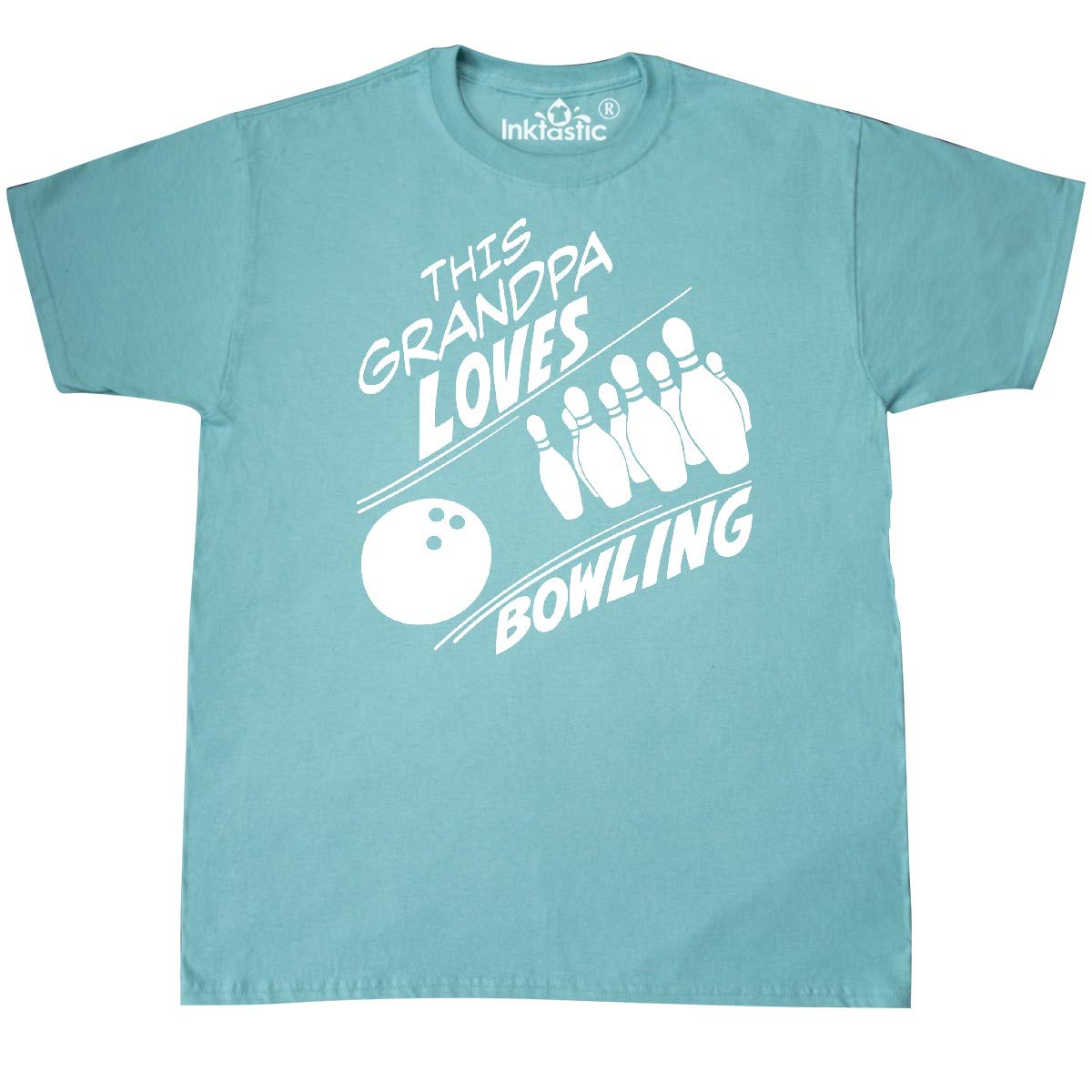 Inktastic Grandpa Loves Bowling with Pins and Ball Graphic T-Shirt - Funny Bowling Gifts for Grandfathers, Dad & Senior Bowlers - Perfect for Bowling Leagues, Tournaments & Casual Wear