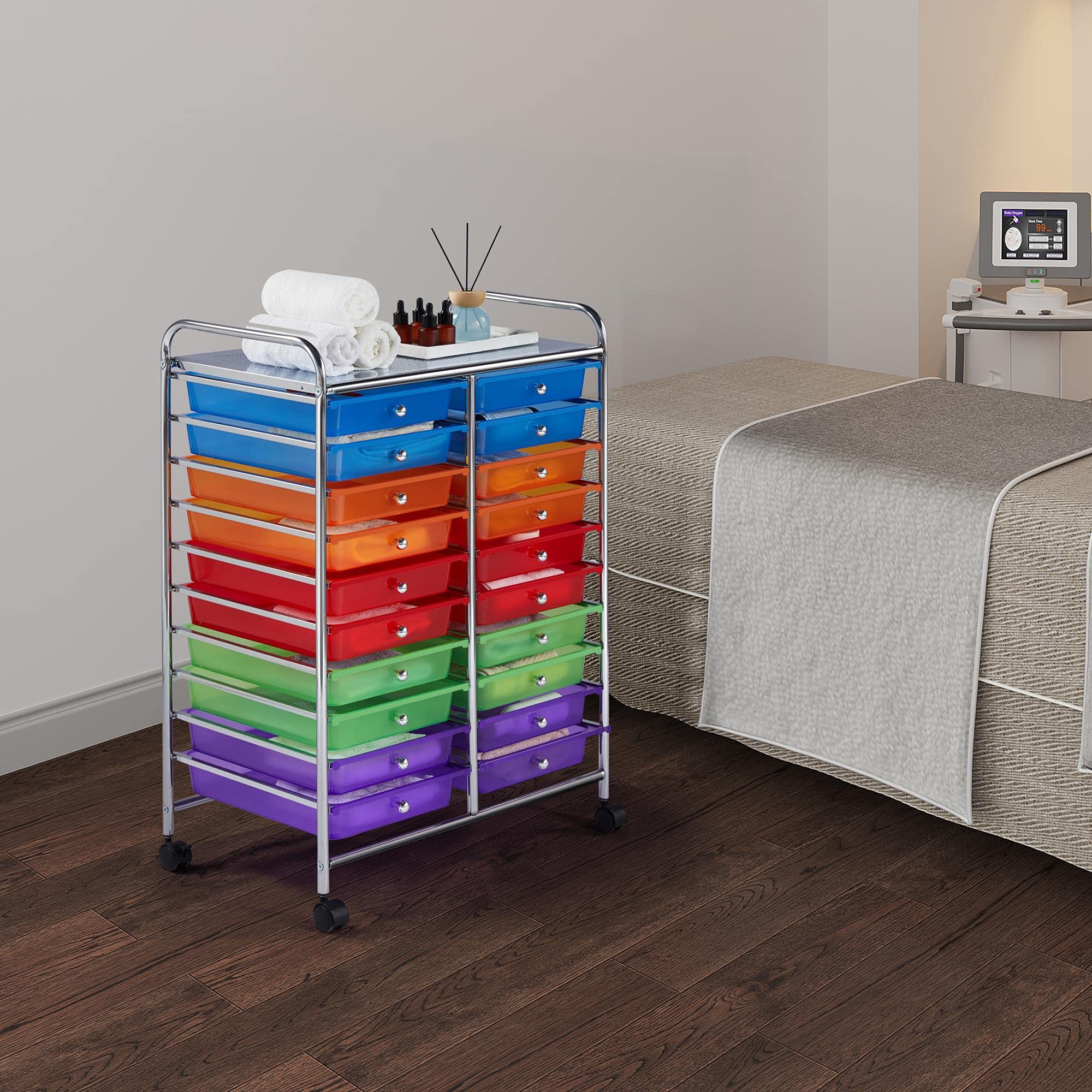 Yaheetech 20-Drawer Rolling Storage Cart with Wheels - Multipurpose Mobile Organizer for Craft Supplies, Tools, Office & Home Organization - Perfect for Scrapbooking, Art Studio, Garage & Classroom Use