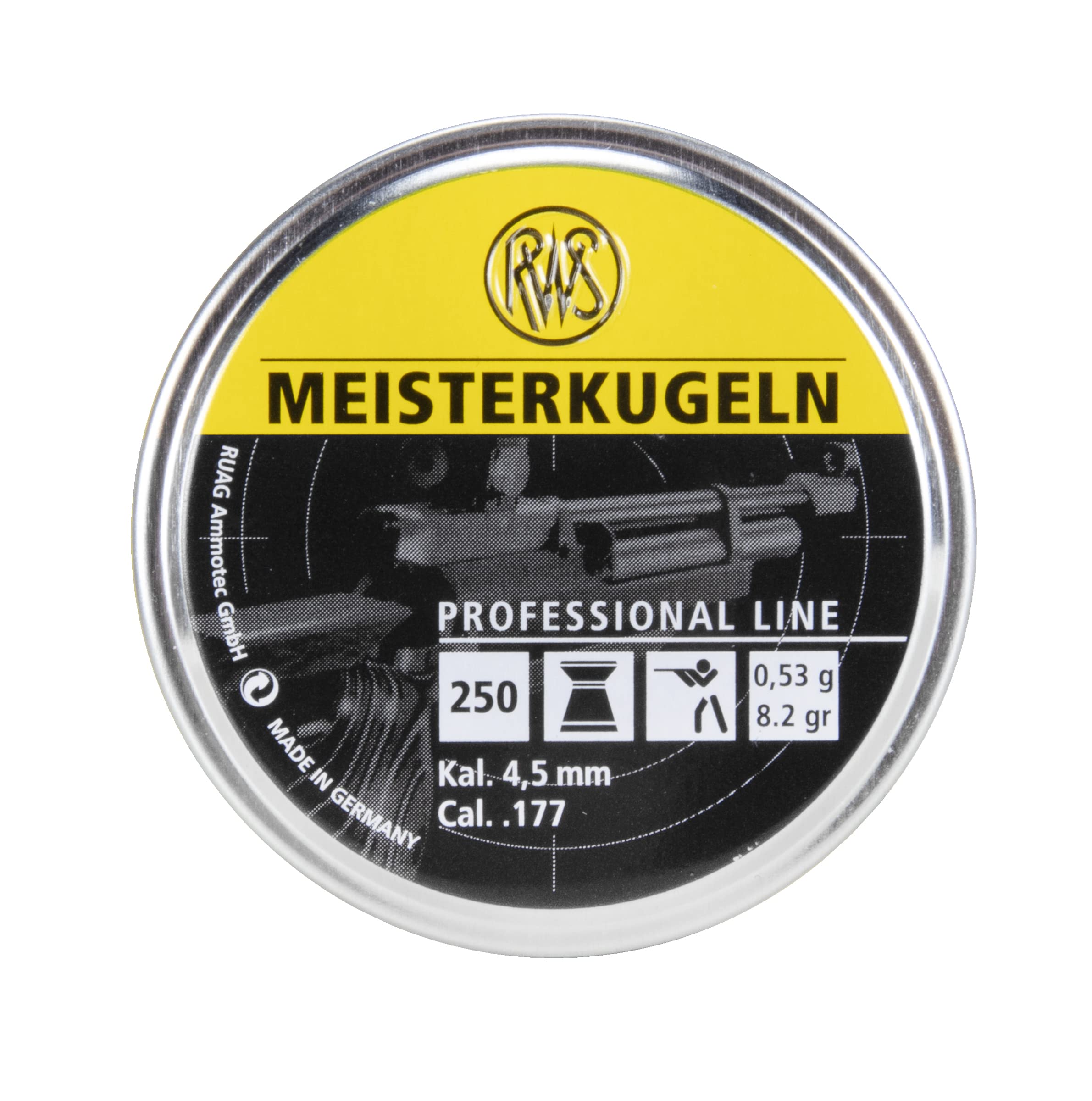 RWS Meisterkugeln Professional Line Precision Air Rifle Pellets - .177 Caliber Match Grade Pellets for Target Shooting & Hunting | Perfect for Competition, Plinking & Small Game Hunting