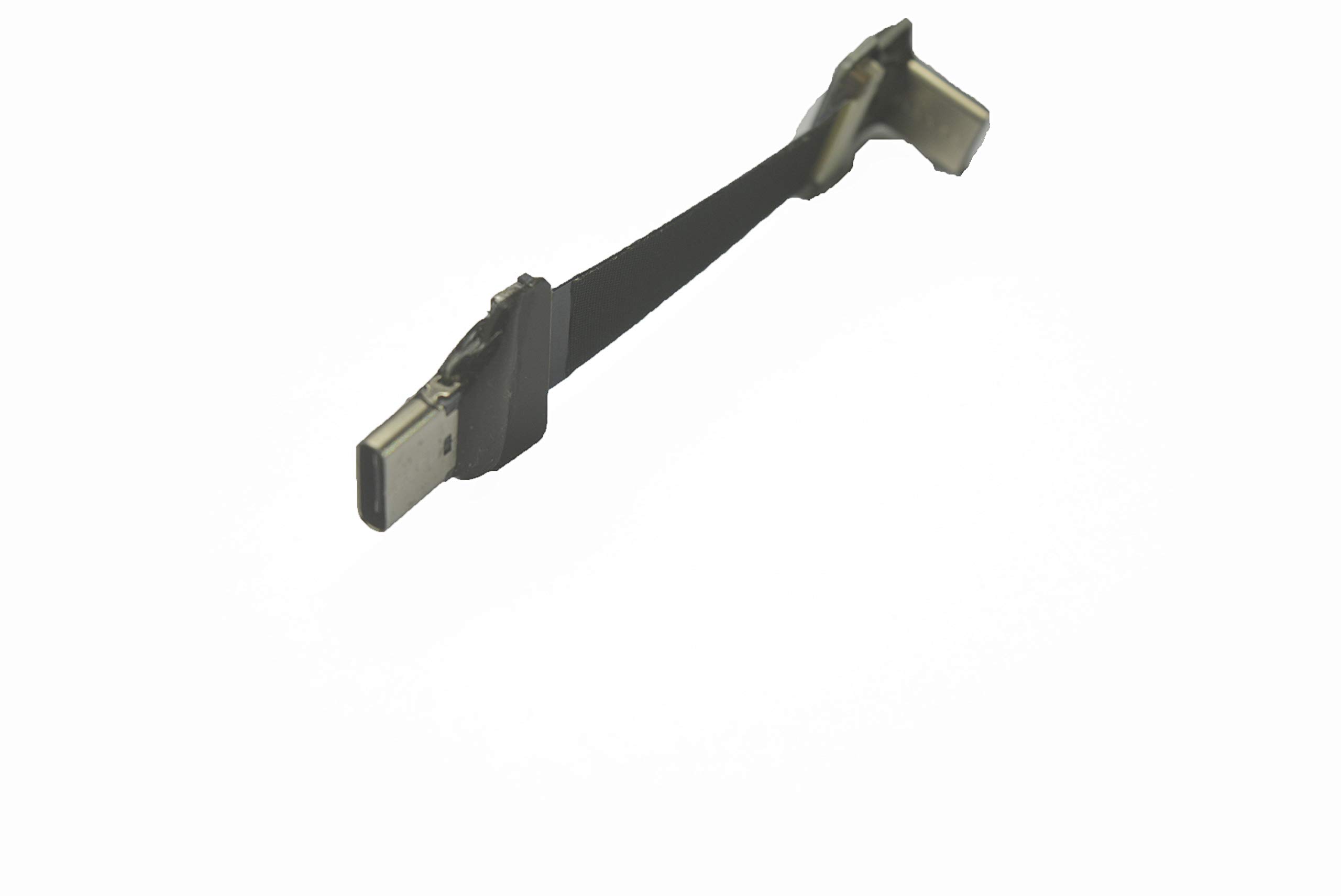 Soft Slim USB-C Cable - 10CM FPV Thin Ribbon FPC Cable - USB Type C Male 90° Angled to USB Type C Female Straight Connector - Fast Sync & Charging for Drones, FPV Goggles, and Mobile Devices