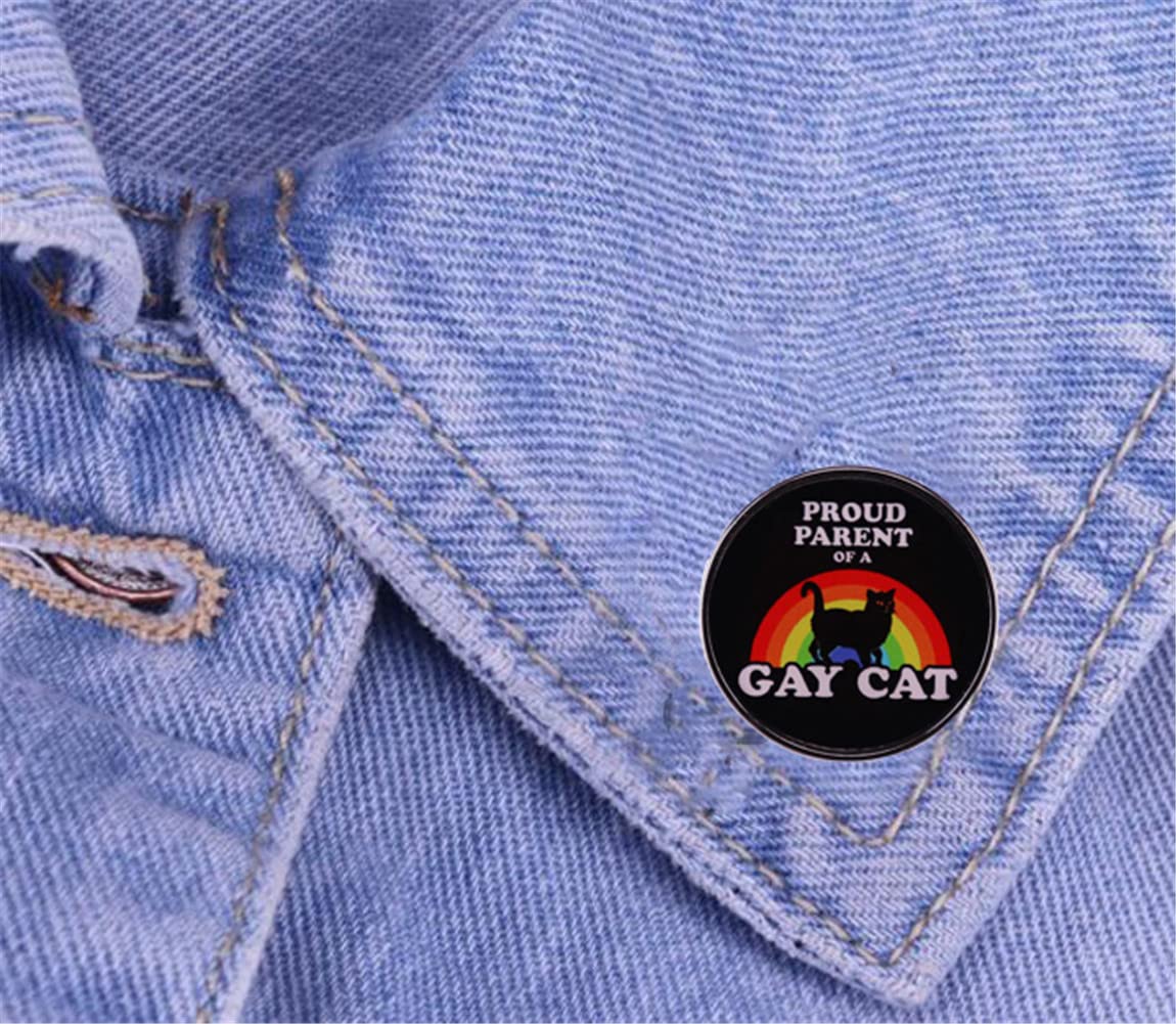 Rainbow LGBT Pride Enamel Brooch Pin - Gay Black Cat Design Metal Badge for Lapel, Jeans & Accessories | Perfect for Pride Month, LGBTQ+ Events & Everyday Wear