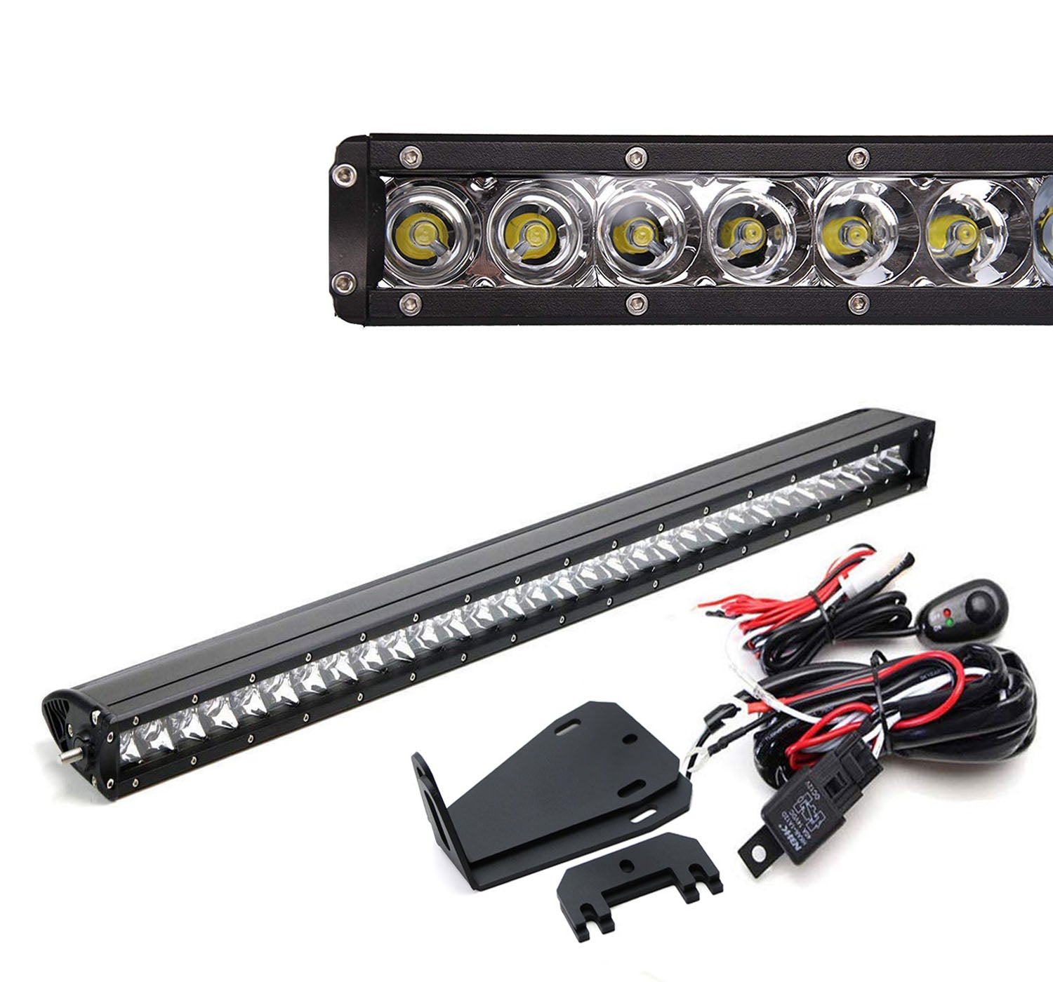 150W 30-Inch LED Light Bar with Hidden Behind Grill Mounts & Wiring Kit - Compatible with 2017-2020 Ford Raptor - Perfect for Off-Roading, Truck Lighting & Night Driving