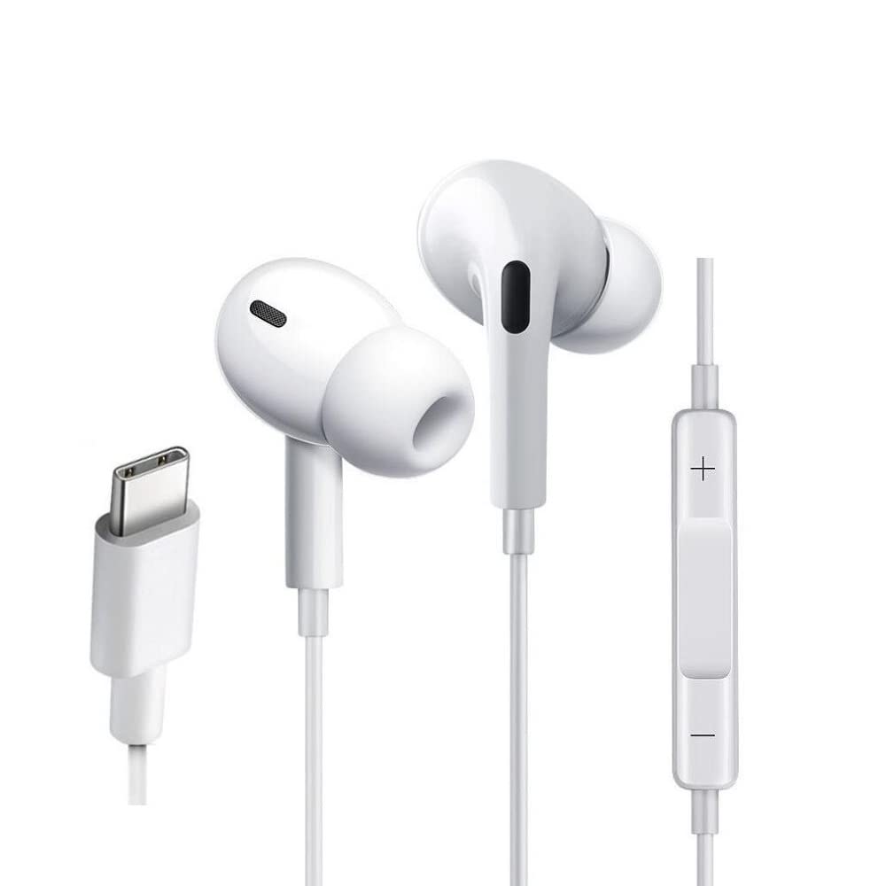 High-Quality USB C Headphones with Mic & Volume Control - HiFi Stereo Sound, Noise Isolation Earbuds for Samsung Galaxy, Google Pixel, OnePlus 6T & USB-C Devices - Perfect for Gaming, Workouts & Commuting