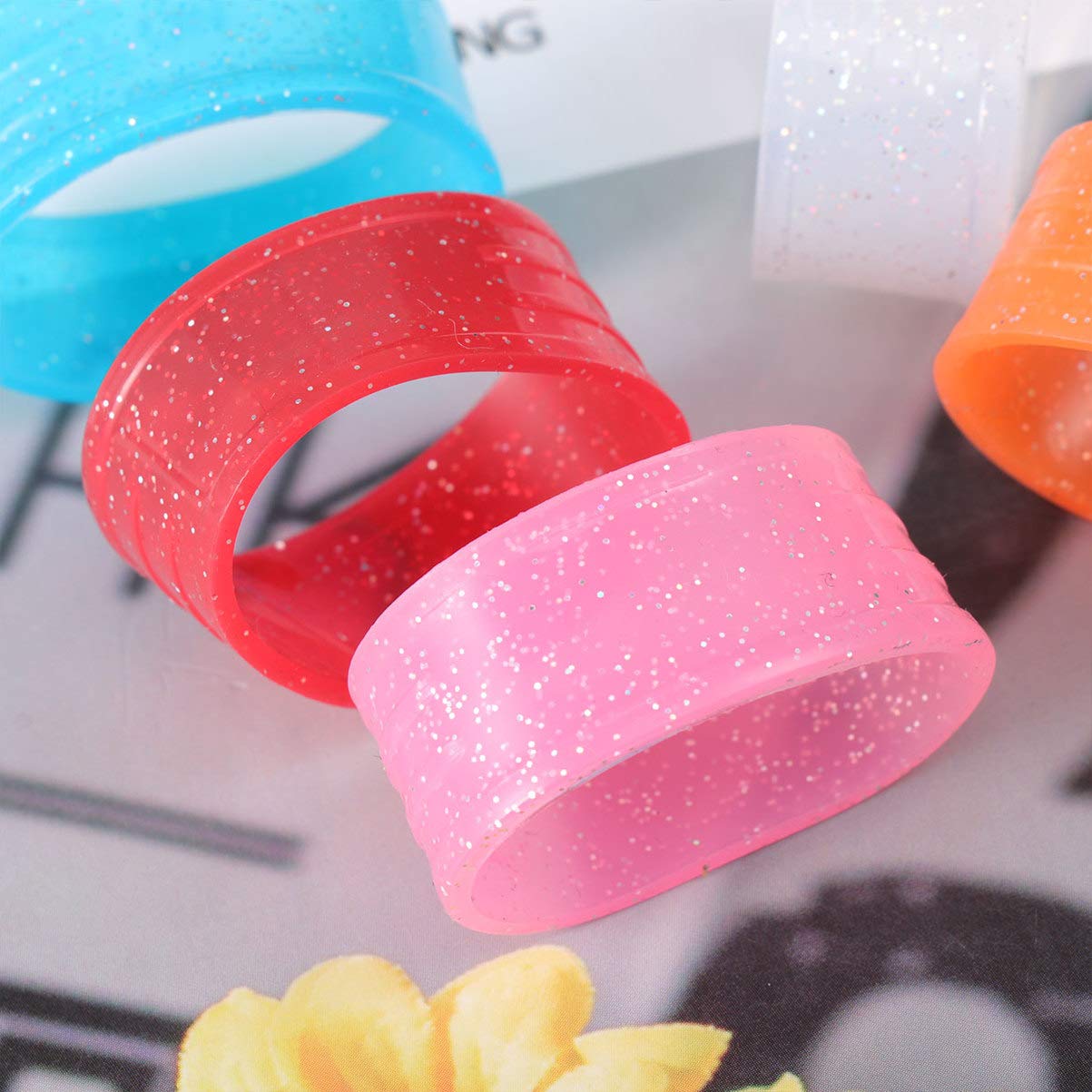 LIOOBO 5PC Tennis Racket Handle Grip Rings - Durable Racket Grip Bands for Enhanced Comfort and Control in Badminton & Tennis, Perfect for Training and Match Play
