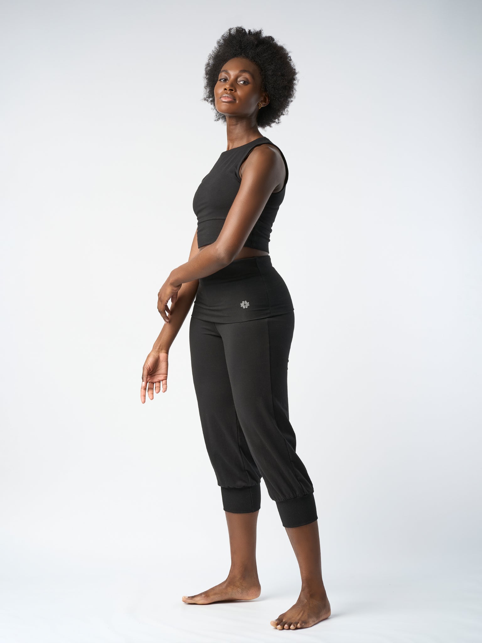 Gossypium Aspire Cropped Harem Pants - Black | Women's Casual Lounge Pants for Yoga, Home & Travel