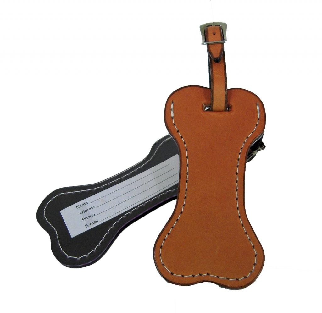 Premium Unisex Leather Luggage Tag - Genuine Bone Leather Travel ID Tag with Metal Loop (Tan) - Perfect for Suitcases, Backpacks & Travel Bags