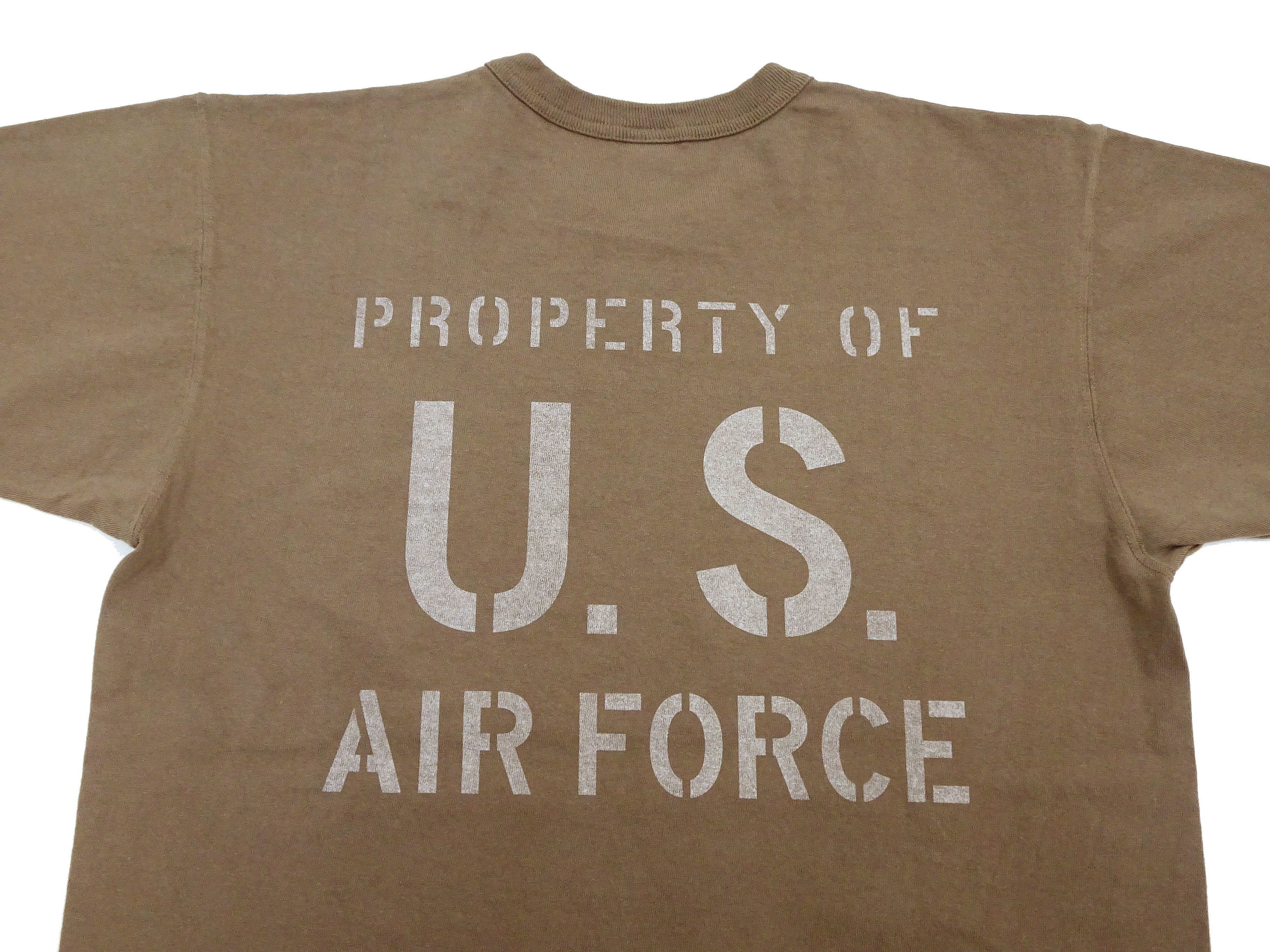 TOYS McCOY Men's US Fifth Air Force Military Graphic Short Sleeve T-Shirt | Vintage Loopwheeled Cotton Tee | TMC2428-050 Faded Coyote Brown | Casual Wear & Military Enthusiast Collection