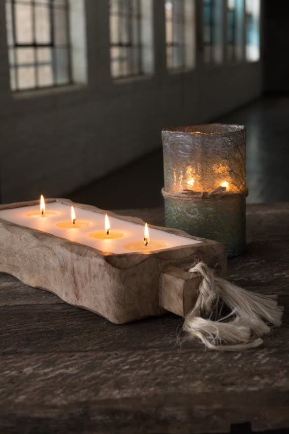 Himalayan Trading Post Driftwood Tray Candle - Ginger Patchouli Scent, 44oz Large Soy Wax Candle for Home Decor, Spa Relaxation & Romantic Ambiance