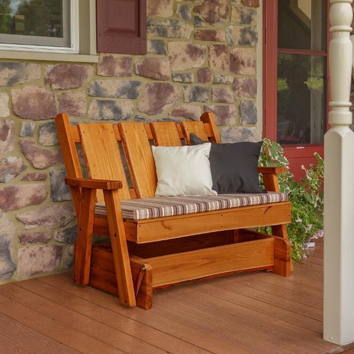 Timberland Garden Bench by A&L Furniture - Outdoor Wooden Bench for Patio, Garden, and Backyard - Durable & Weather-Resistant for Year-Round Use