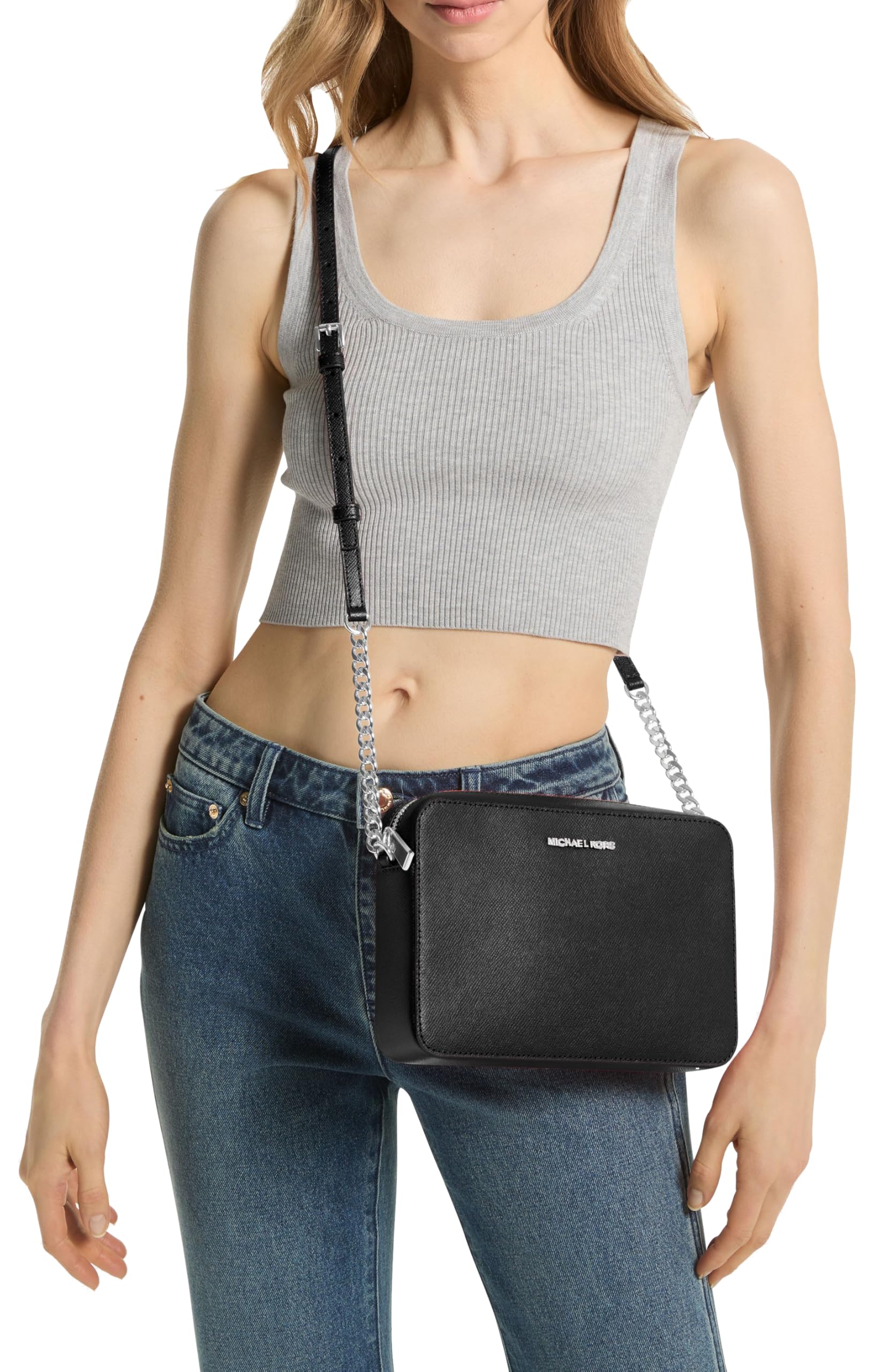Michael Kors Jet Set Large Crossbody Bag for Women - Genuine Leather Shoulder Purse with Adjustable Strap, Fashionable Handbag for Work, Travel & Everyday Use
