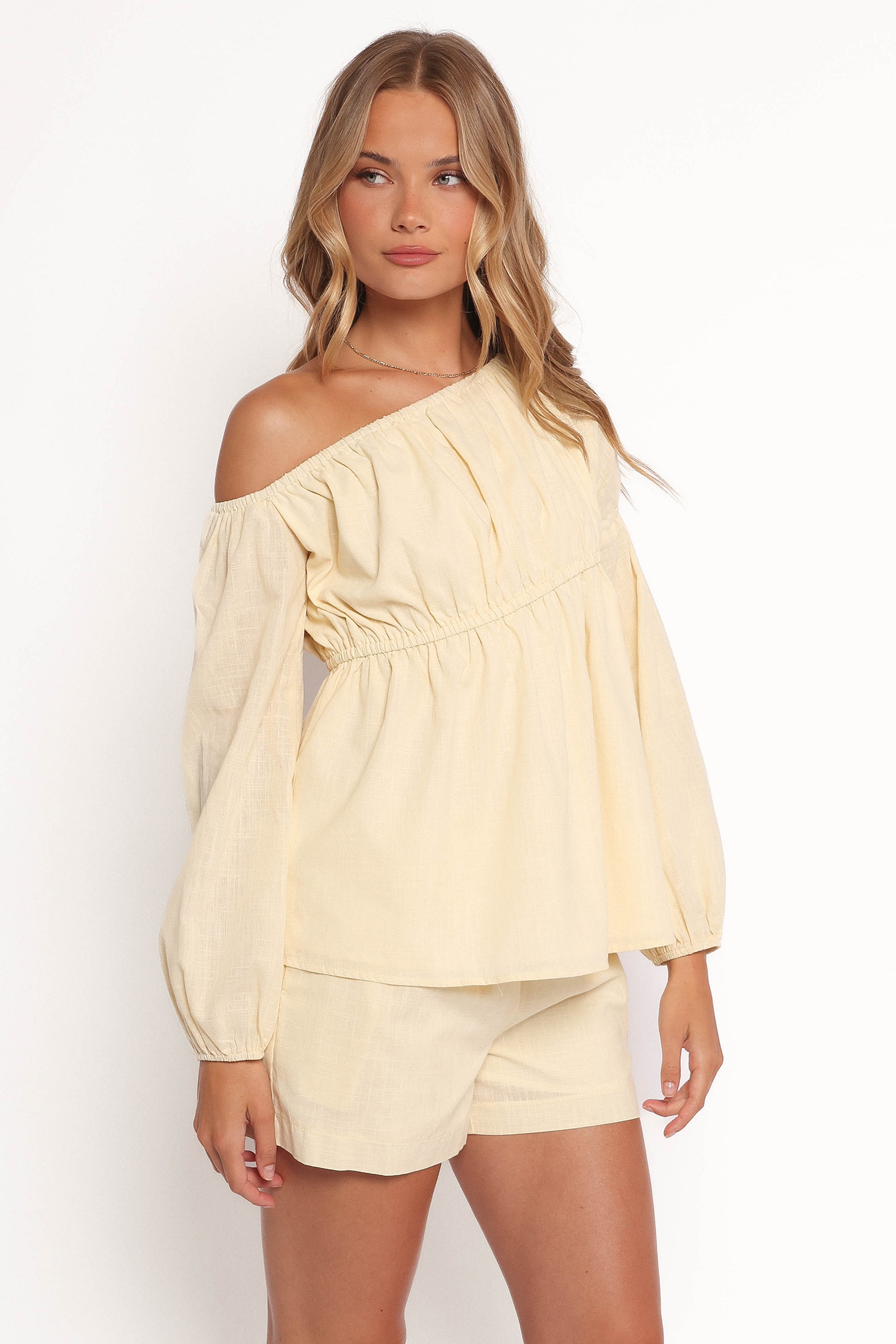 Bodhi Off Shoulder Top for Women - Soft Butter Yellow Blouse for Summer, Beach, and Casual Outings