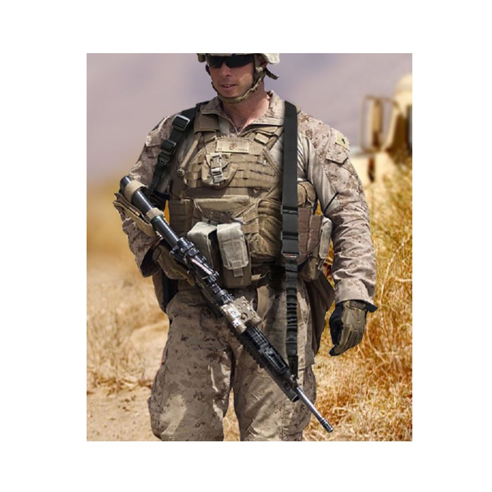 Adjustable 2-Point Rifle Sling with Metal Hook - Heavy Duty Nylon for Hunting & Airsoft