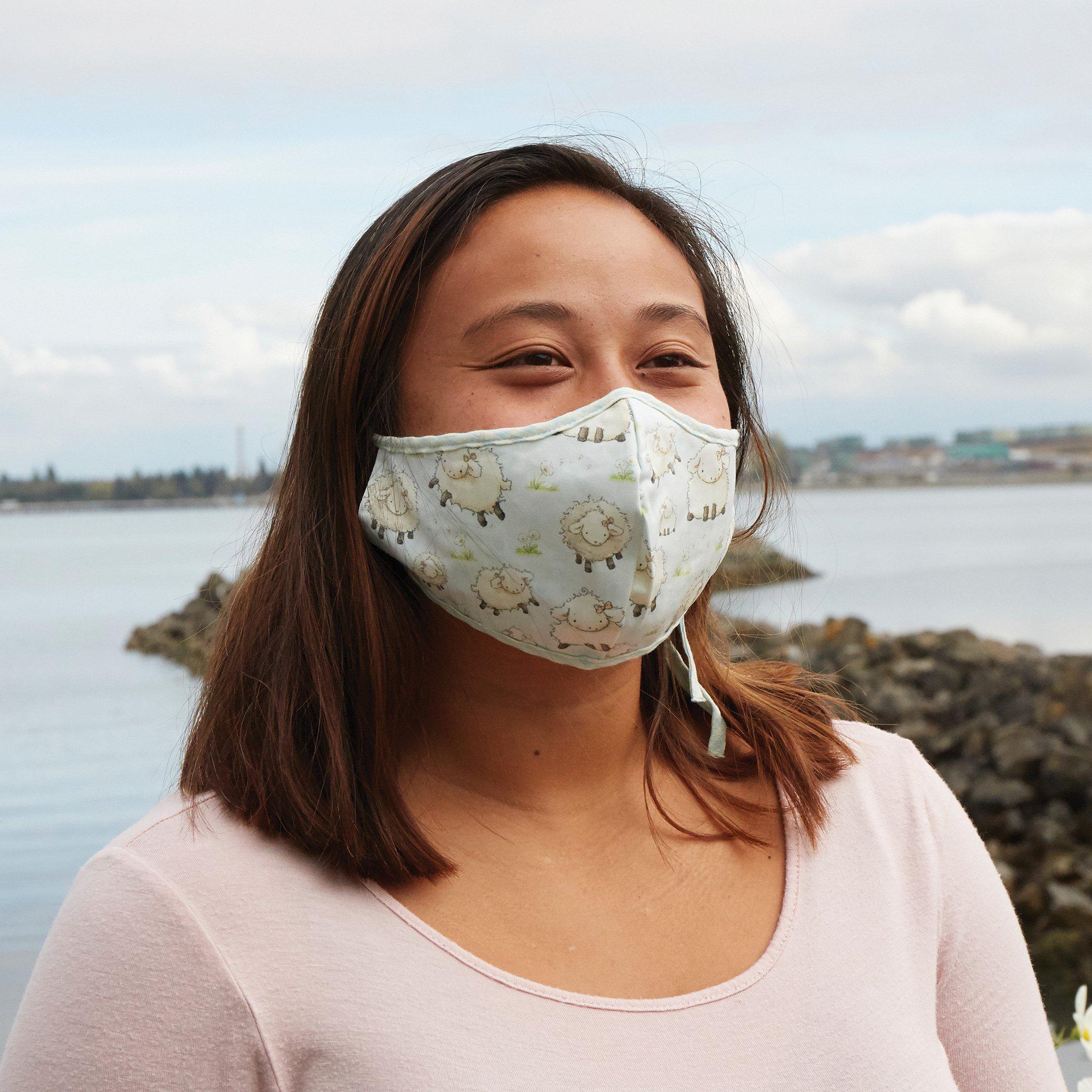 Soft Baa Bs the Lamb Cloth Face Mask for Adults & Kids - Breathable & Comfortable for School, Travel, and Daily Protection