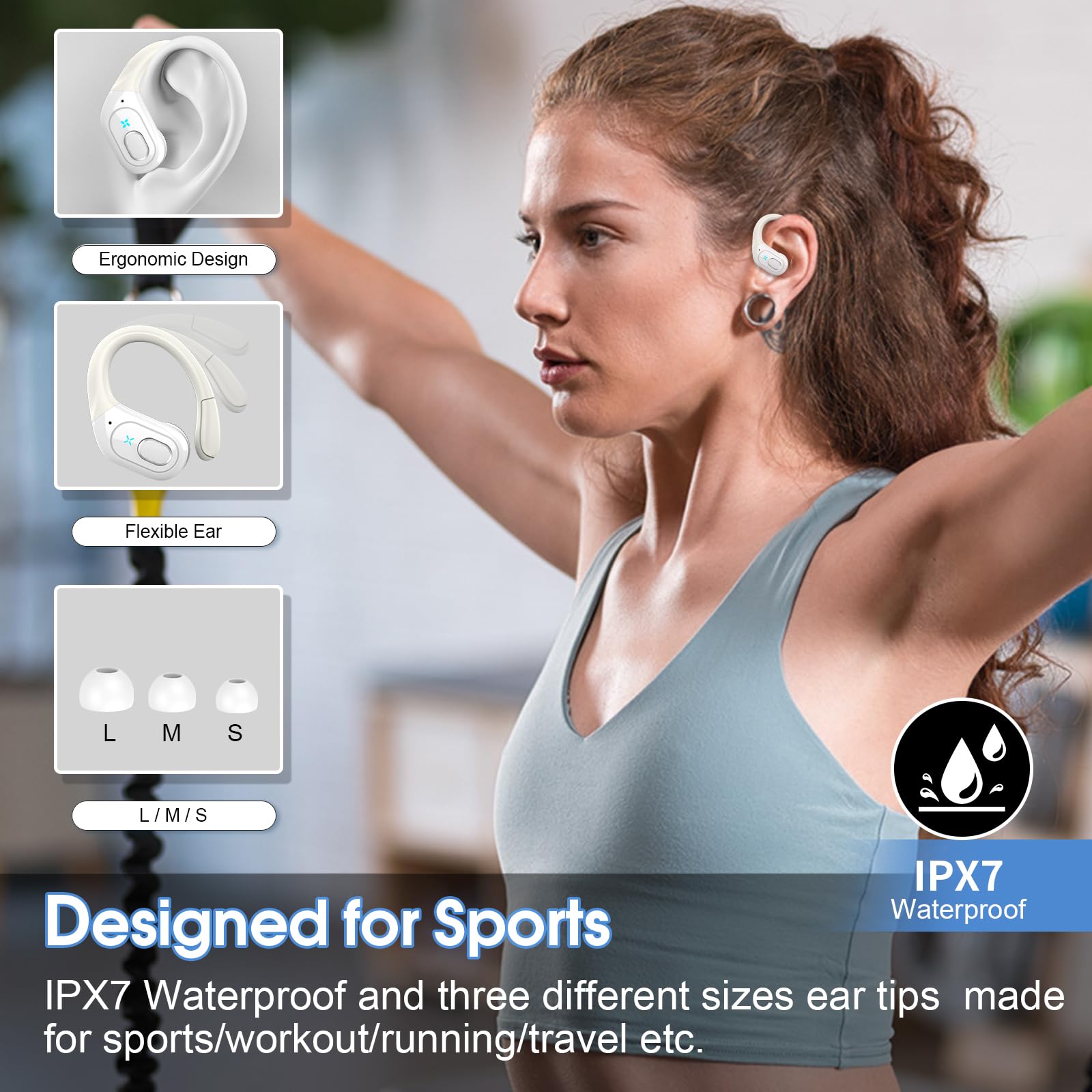Wireless Earbuds 75hrs Bluetooth 5.4, ENC Noise Cancelling, IPX7 Waterproof - for Sports & Workouts