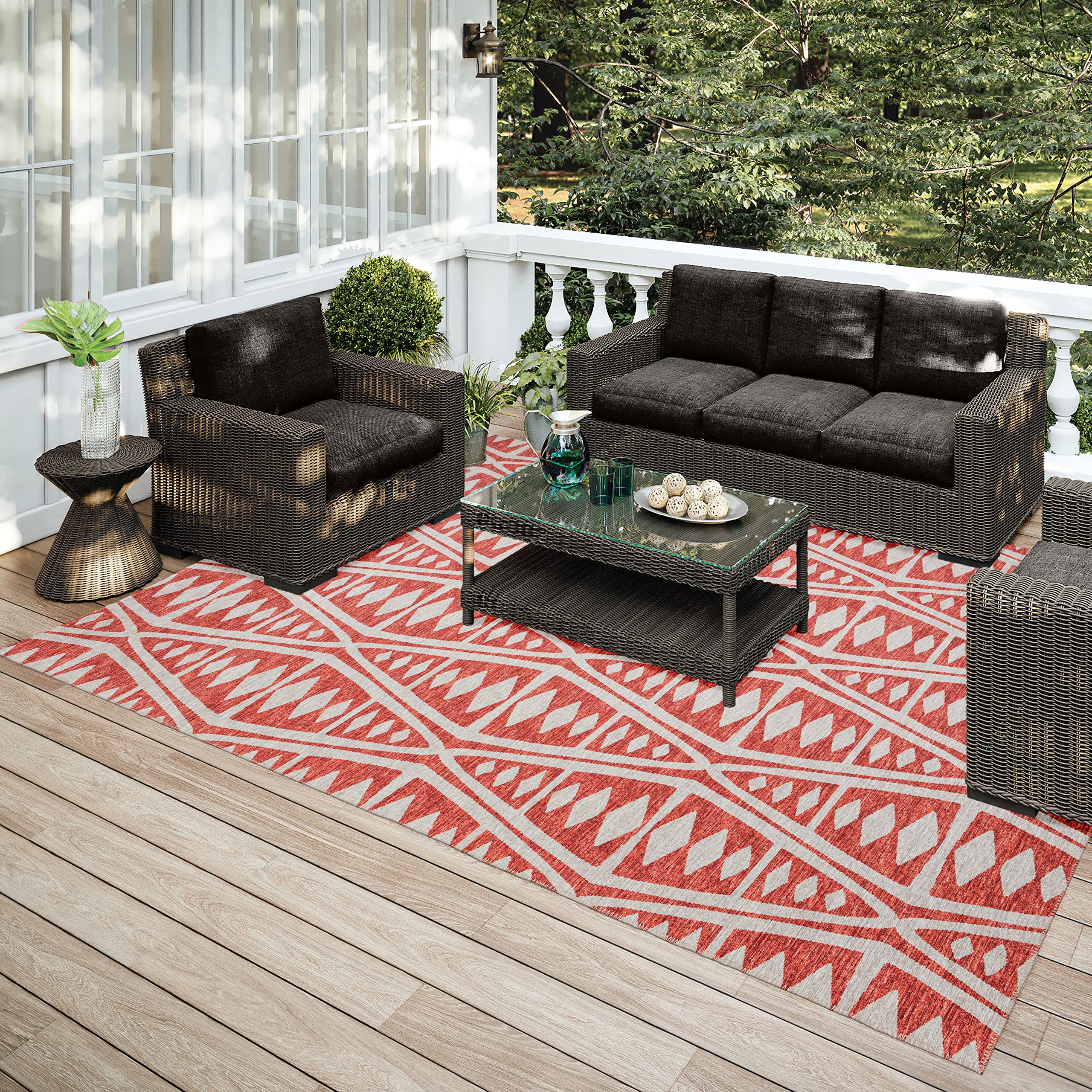 Addison Rugs Yuma AYU36 Canyon 8' x 10' Area Rug - Southwestern Style Handmade Wool Rug for Living Room, Bedroom & Home Decor