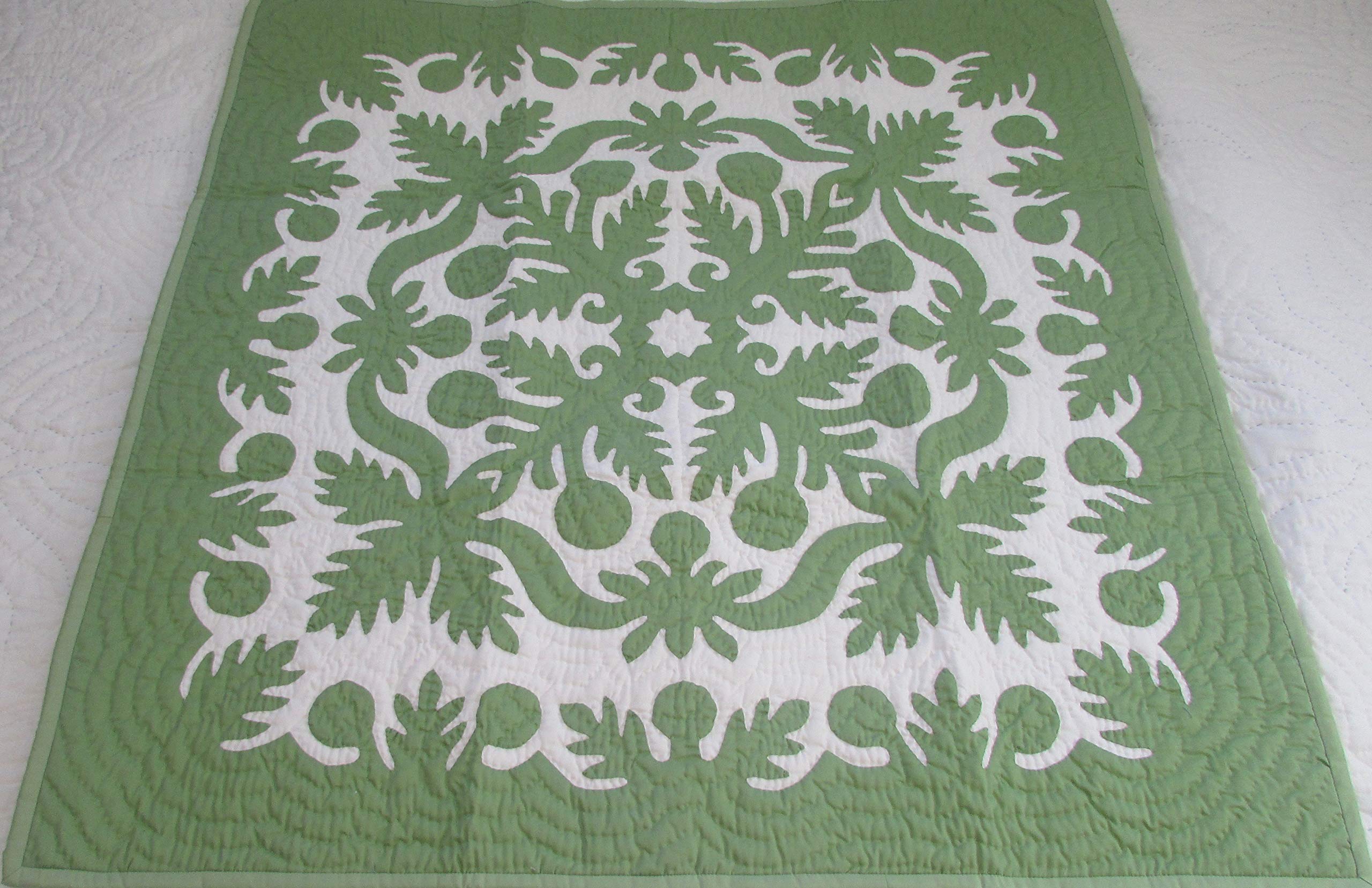 Hawaiian Quilt - 100% Handmade Wall Hanging & Baby Crib Blanket | 42 Inch Hand Quilted & Appliqued Cotton Decor | Perfect for Nursery, Bedroom & Home Decor