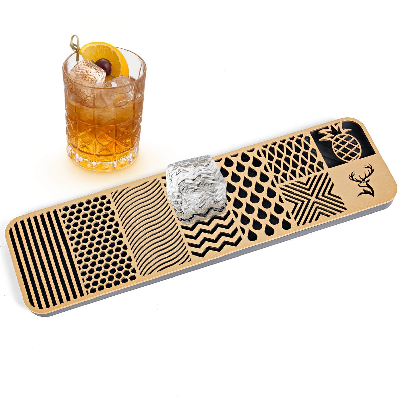 Clear Ice Stamp Tray - Custom Ice Cube Stamp for Cocktails & Whiskey | 5-Second Craft Ice Molds | Bartender Accessories for Bourbon & Clear Ice Cocktails | Perfect for Home Bars, Parties & Mixology Enthusiasts