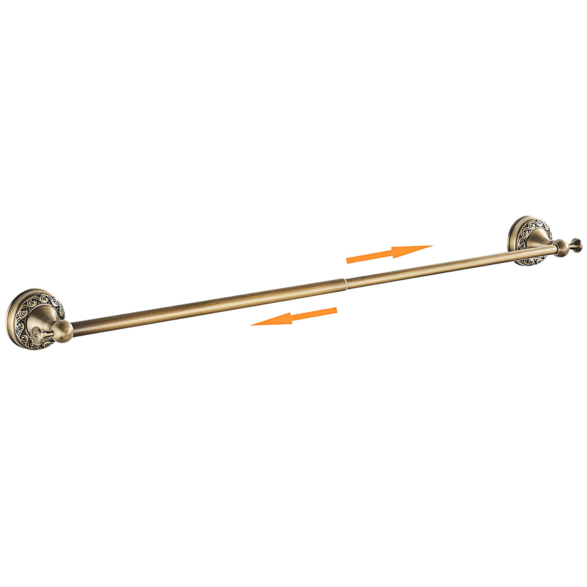 Vintage Bronze Brass Adjustable Towel Bar (15.5-27.5 Inch) - Wall Mounted Bathroom Towel Holder with Ornamental Carving Design - Perfect for Bathroom, Spa, Guest Room & Luxury Hotel Decor