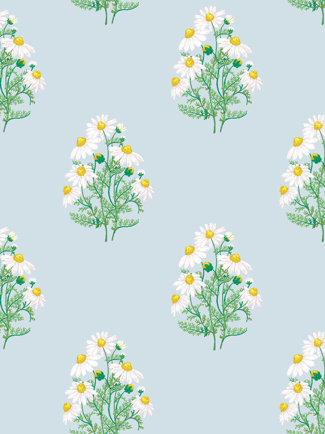 Sarah Jessica Parker Fleur De Camomille Wallpaper - Misty Blue Floral Design for Bedroom & Living Room Decor