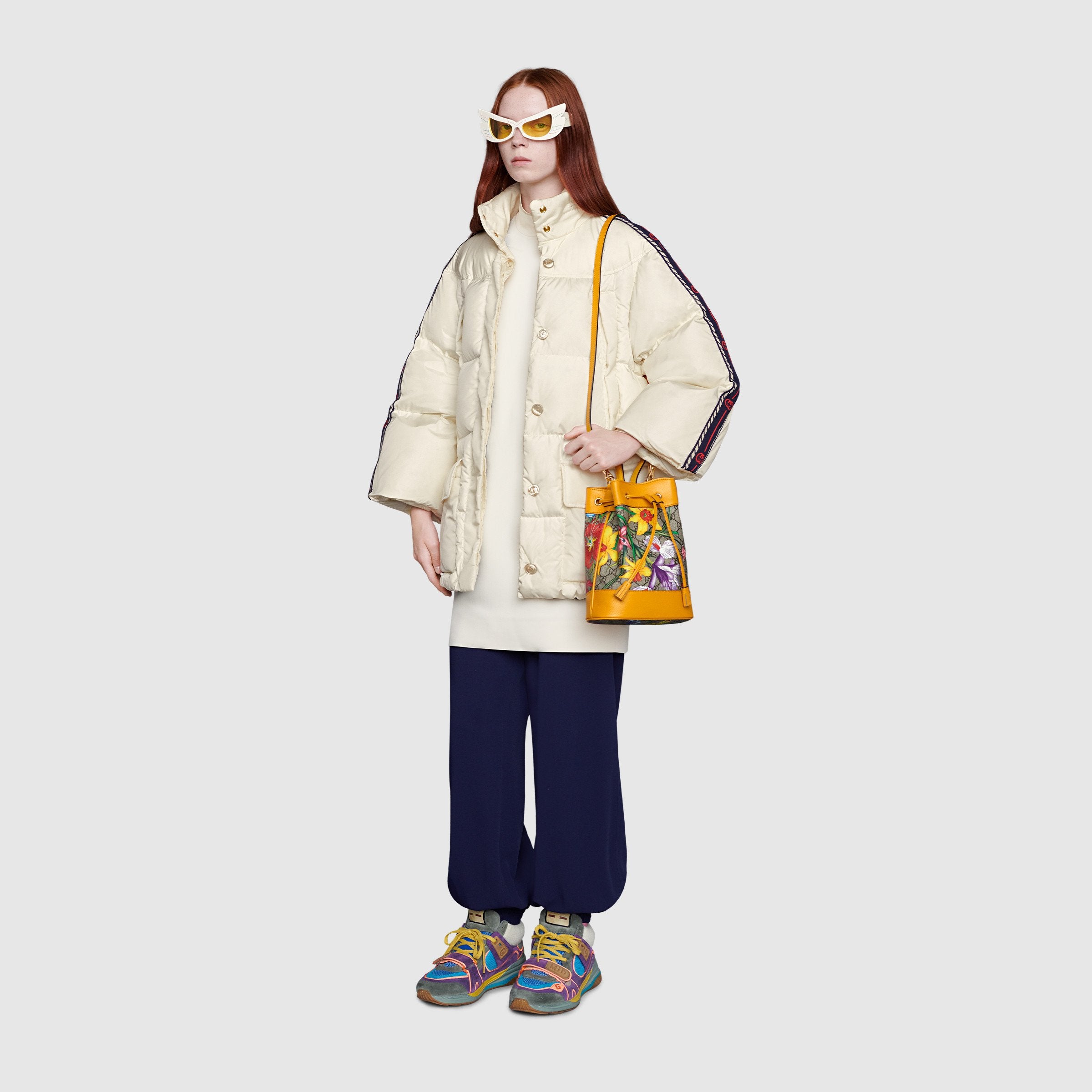 Gucci Ophidia GG Flora Small Bucket Bag in Yellow | Luxury Crossbody Handbag for Women | Perfect for Date Night, Travel & Everyday Use