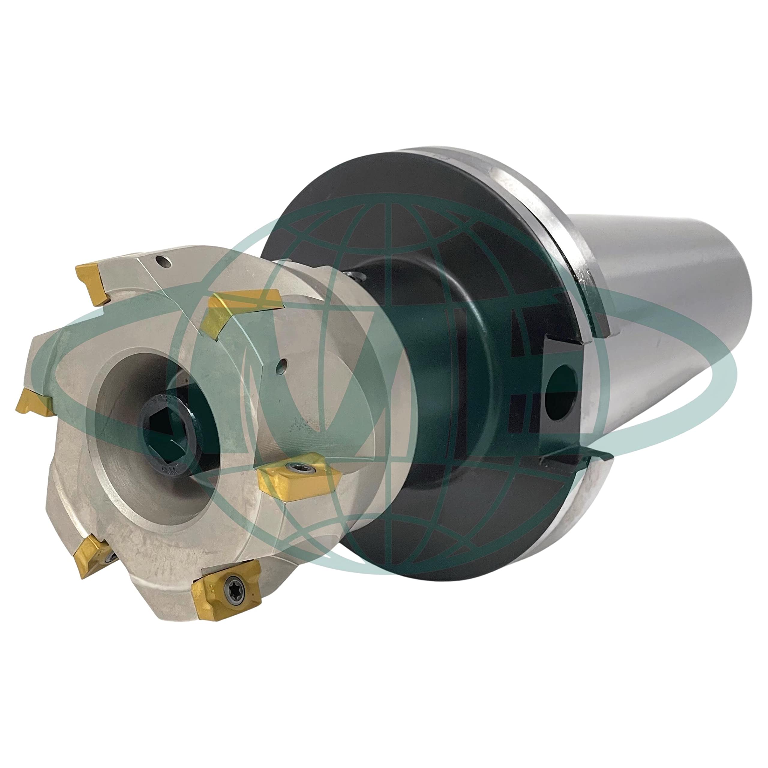 CME 3 Inch 90 Degree Indexable Face Mill with CAT50 Arbor - Includes APKT1604 Carbide Inserts, 6 Flute CNC Milling Cutter for Aluminum, Steel & Cast Iron Machining