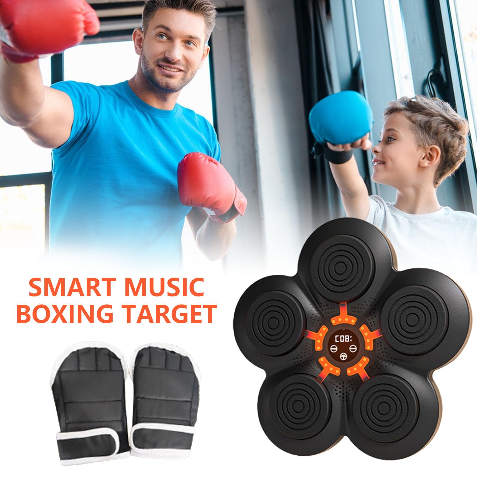 ABS Electronic Wall Mounted Music Boxing Machine - Wireless Smart Punching Target with Gloves for Home Gym, Indoor & Outdoor Boxing Training | Perfect for Fitness Enthusiasts & Stress Relief