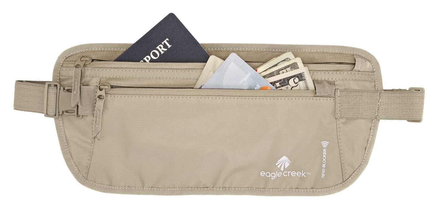 Eagle Creek RFID Blocker Money Belt Deluxe - Secure Travel Wallet for Passport & Credit Cards - Perfect for International Travel, Hiking & City Exploration