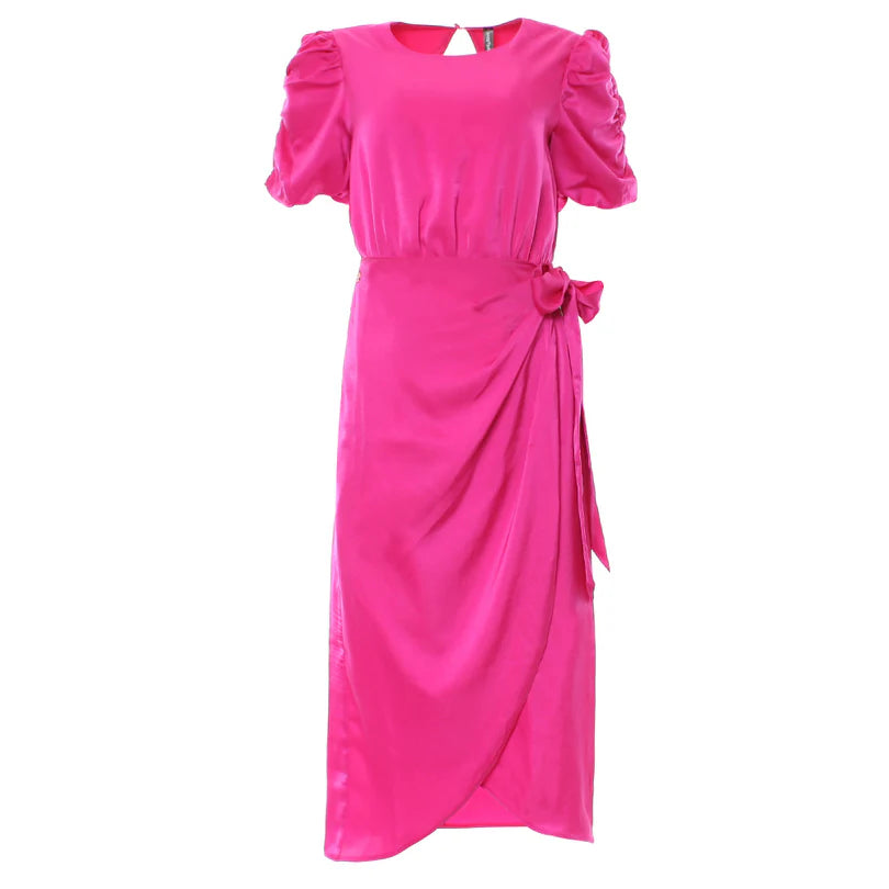 Ellya Women's Floral Print Maxi Dress - Magenta | Elegant Long Sleeve Boho Dress for Party, Wedding & Special Occasions
