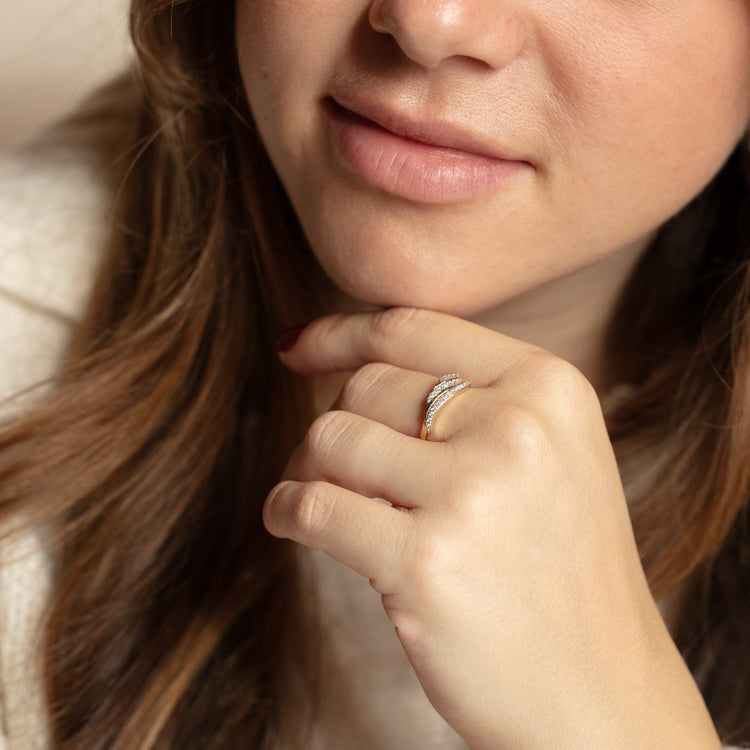 14K Solid Gold Josephine Diamond Crown Ring for Women - Elegant Stackable Band, Perfect for Engagement, Wedding, Anniversary & Everyday Wear