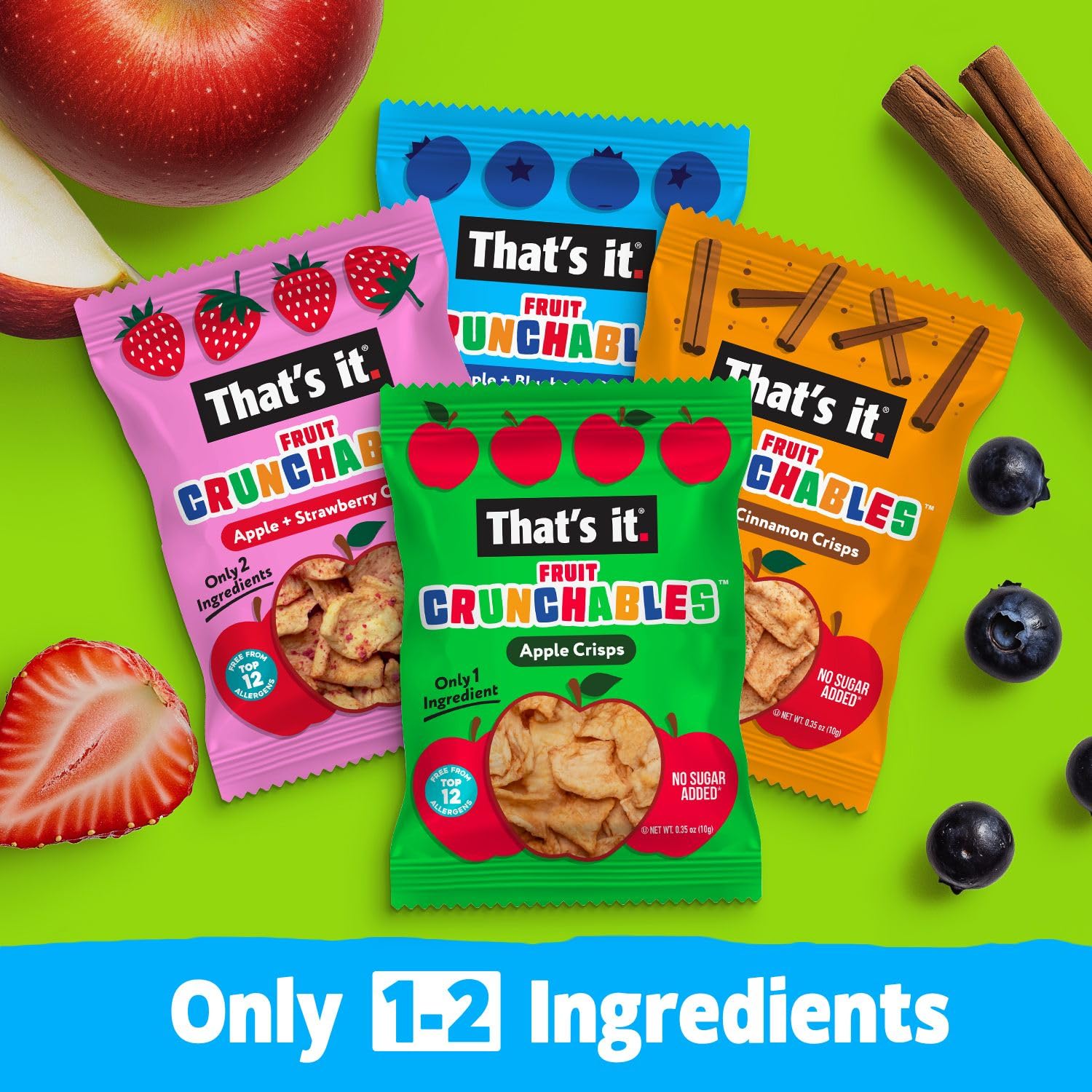 That's It Fruit Crunchables Variety Pack - 100% Natural Fruit Snacks for Kids, Vegan, Non-GMO, Gluten-Free, No Sugar Added (16 Pack) | Healthy School Lunch, After-School Snack & On-the-Go Treat