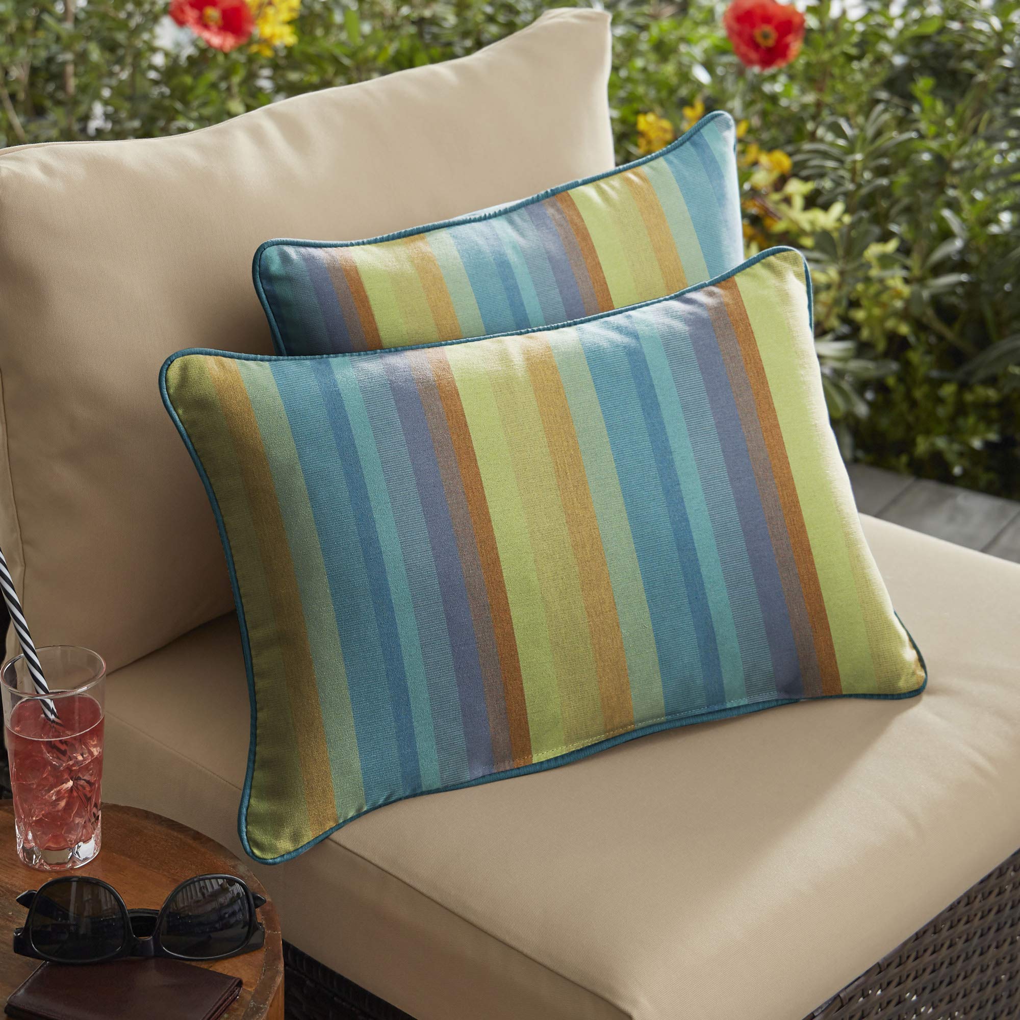 Vibrant Astoria Lagoon Spectrum Peacock Throw Pillows Set of 2 - 20