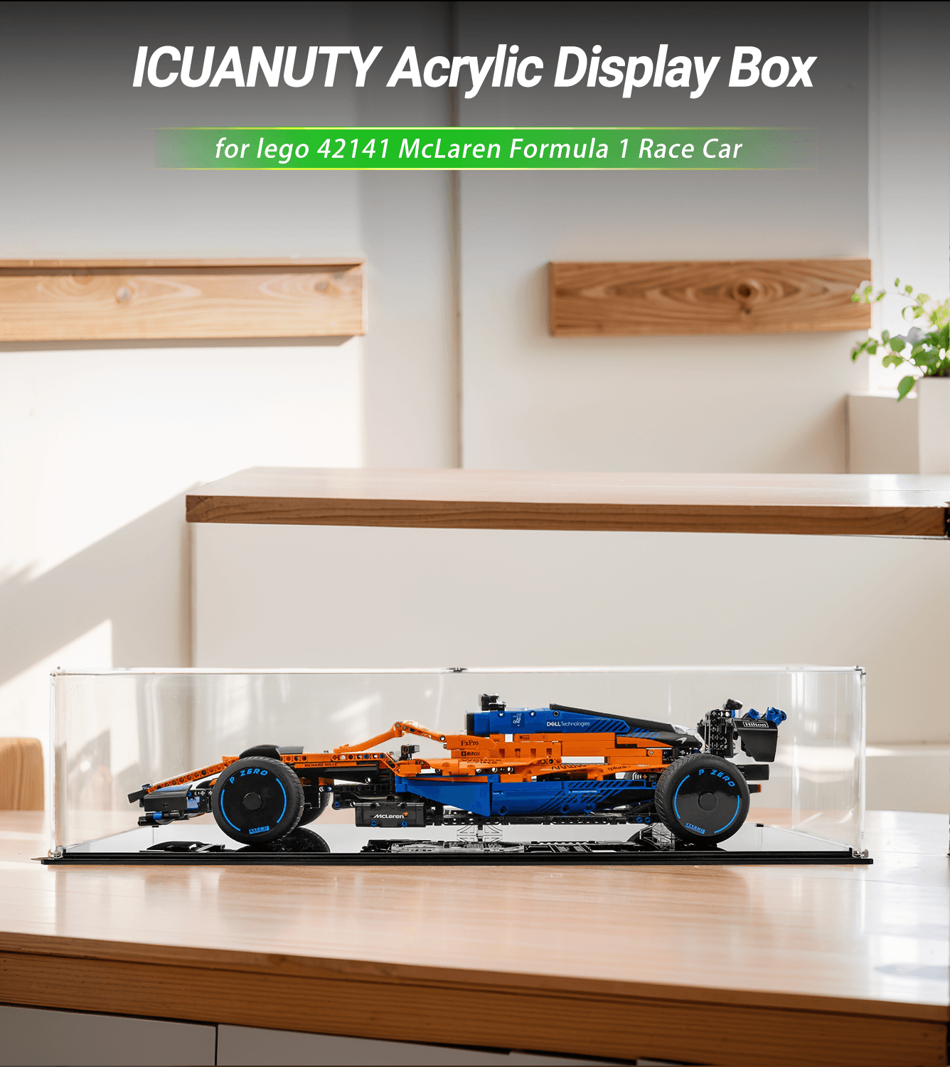 LEGO McLaren Formula 1 Race Car 42141 Display Case - Premium Acrylic Showcase for Collectible Model Cars - Perfect for Home Office Decor & Toy Car Collection Protection