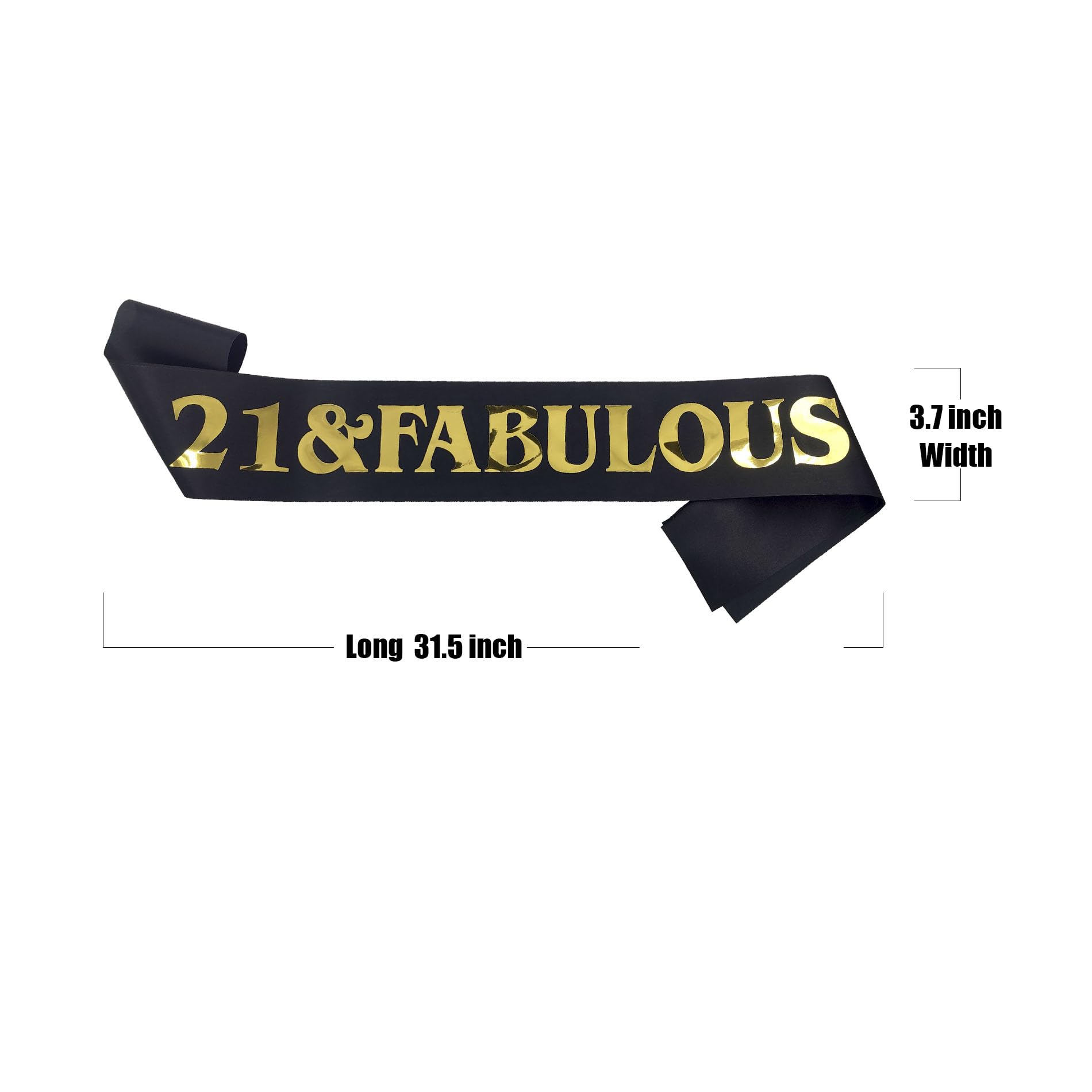 MGJSRNH 21st Birthday Sash for Women & Men - Elegant Black & Gold Satin Sash for Queen or King Birthday Decor - Perfect for 21st Birthday Parties, Celebrations & Photo Props