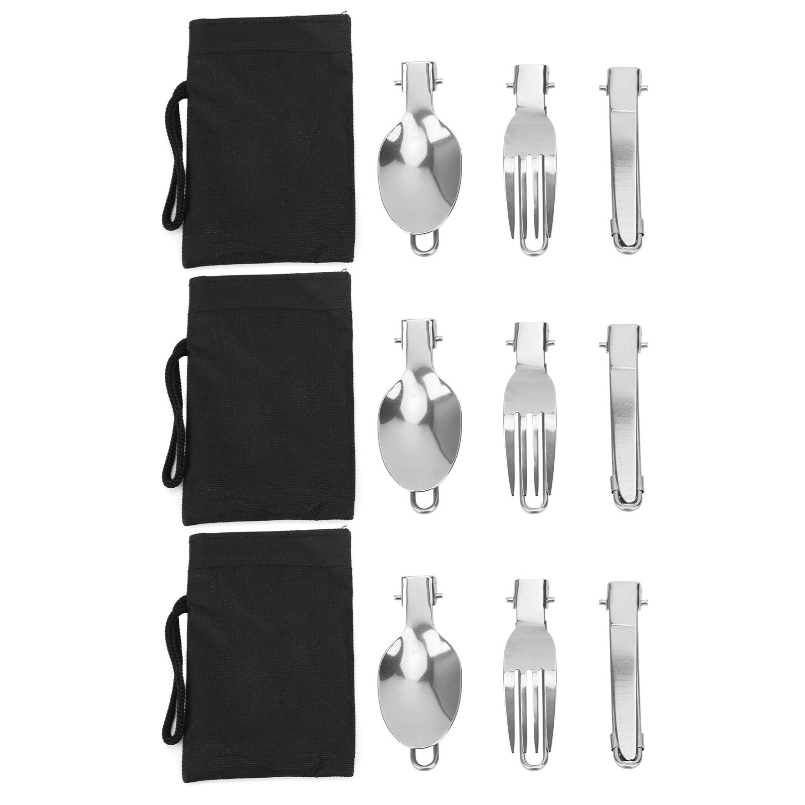 Joyzan Stainless Steel Folding Survival Tableware Set - Portable Fork, Knife & Spoon for Camping, Hiking, Travel & Outdoor Adventures | Compact Cutlery Kit for Backpacking, Picnics & Emergency Preparedness