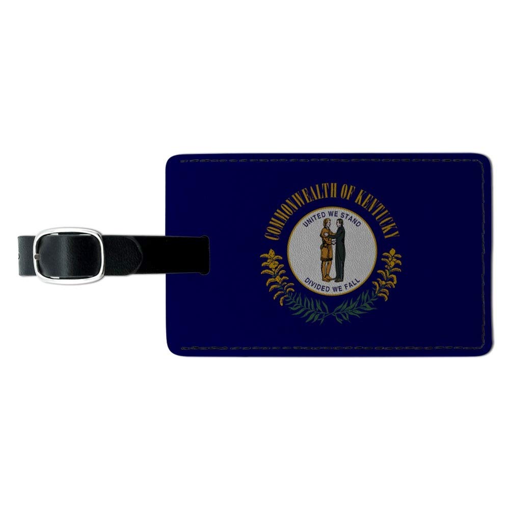 Kentucky State Flag Leather Luggage Tag - Personalized Rectangle ID Card Holder for Suitcases, Carry-On Bags & Travel Accessories | Perfect for Business Trips, Vacations & Gift Giving