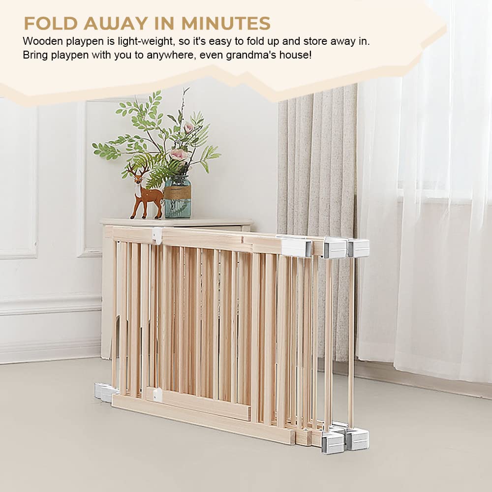 HARPPA Baby Safety Gate & Playpen - 56x56x24 Inches Play Yard Fence for Babies & Toddlers - Indoor/Outdoor Play Area Protection for Home, Stairs, and Doorways