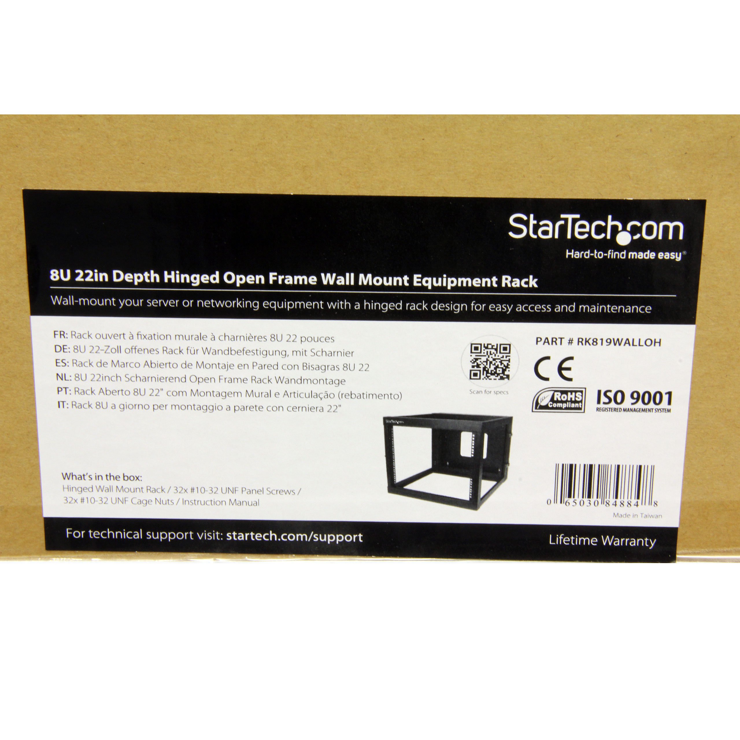 StarTech.com 8U Open Frame Wall Mount Server Rack - 4-Post 22